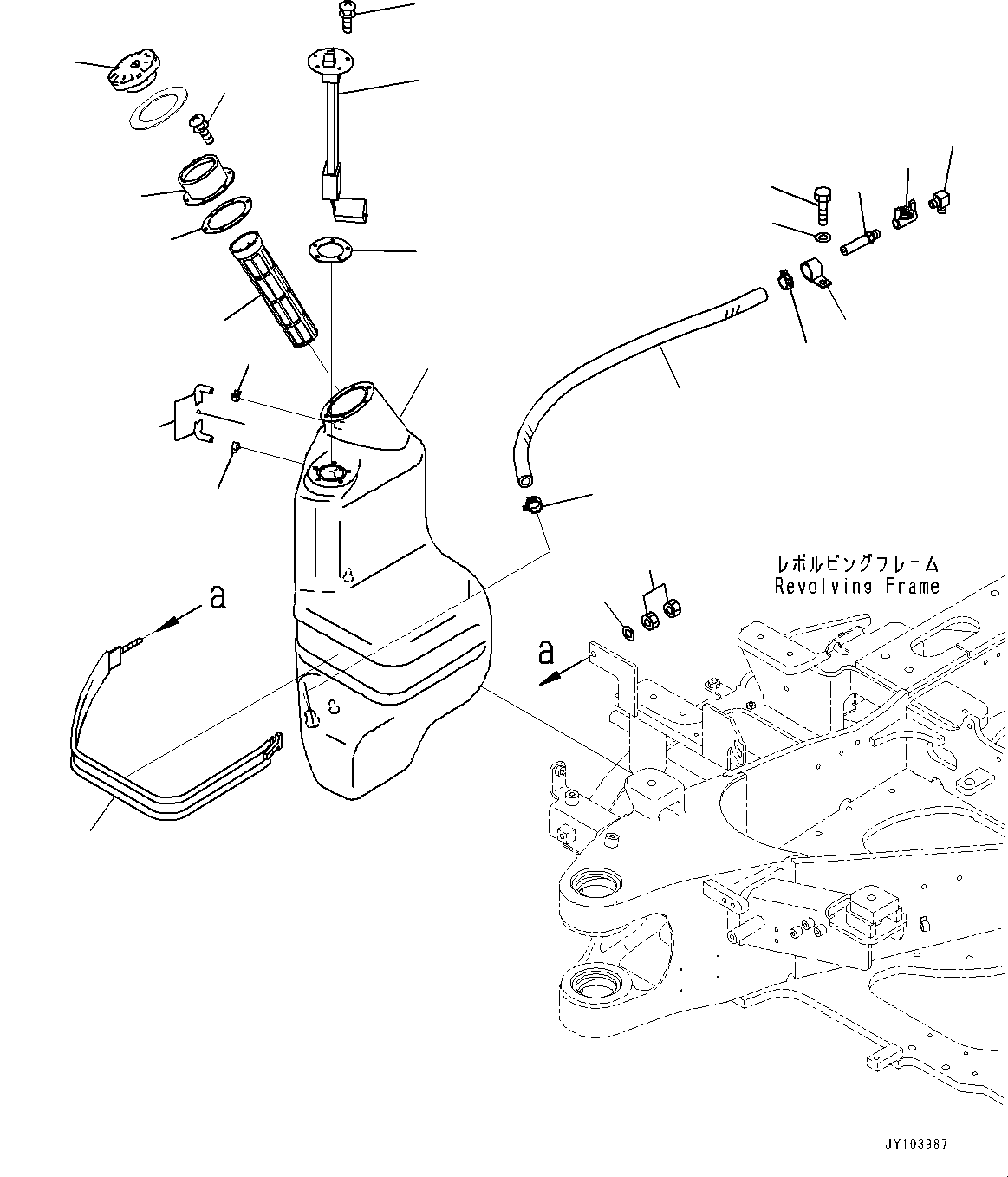 Komatsu parts book diagram for PC25MR-5 S/N 26001-UP: FUEL TANK, TANK(#25001-)