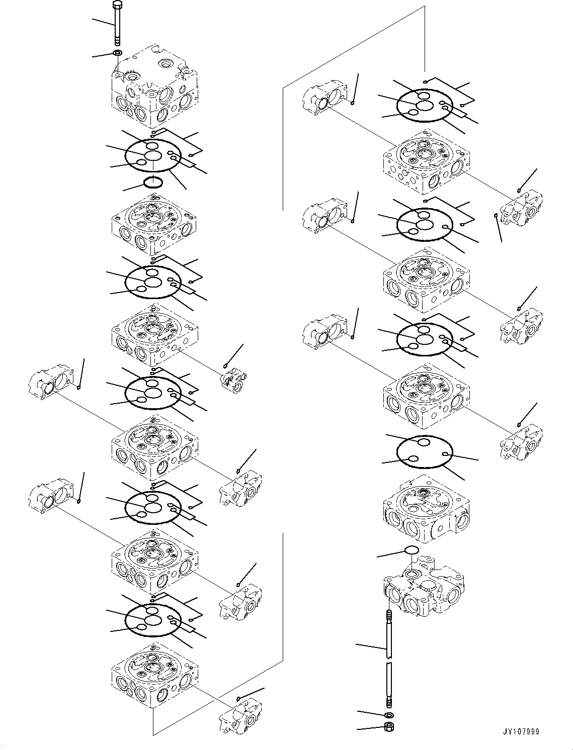 Komatsu parts book diagram for PC25MR-5 S/N 26001-UP: CONTROL VALVE, 9-VALVE (2/14)(#25382-)