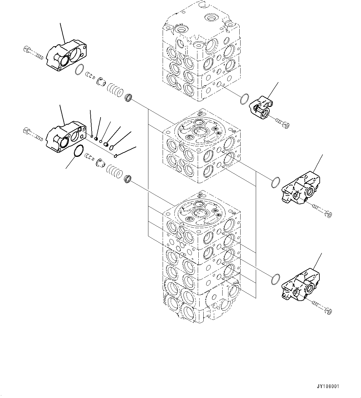 Komatsu parts book diagram for PC25MR-5 S/N 26001-UP: CONTROL VALVE, 9-VALVE (4/14)(#25382-)