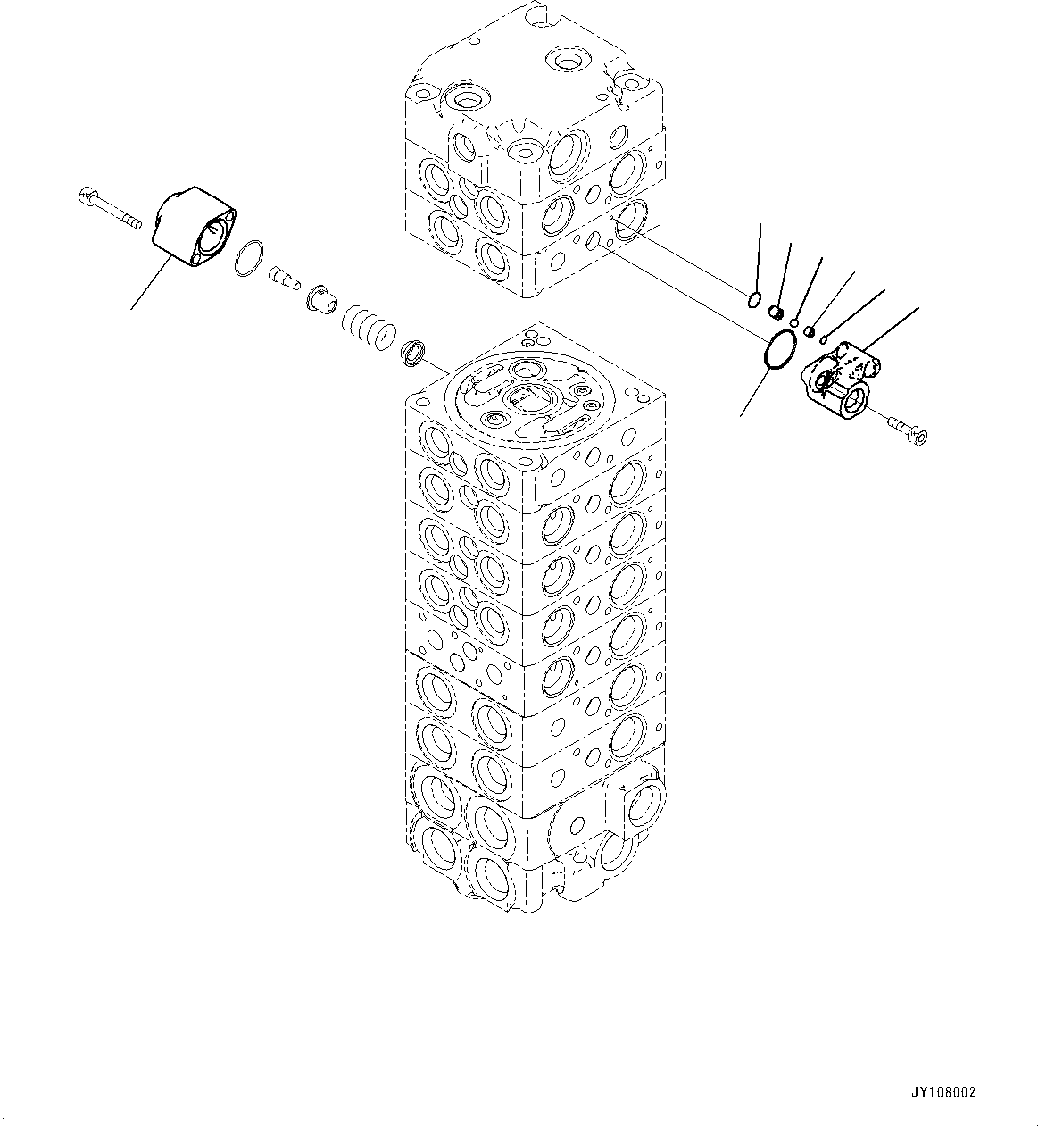 Komatsu parts book diagram for PC25MR-5 S/N 26001-UP: CONTROL VALVE, 9-VALVE (5/14)(#26001-)