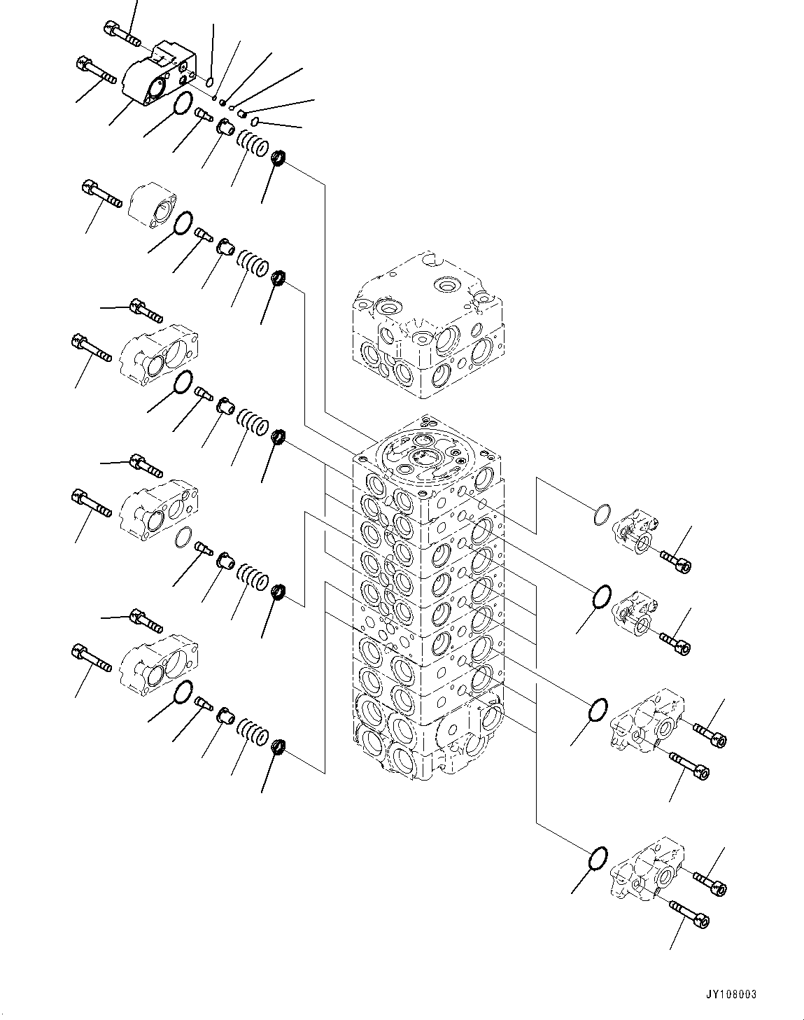 Komatsu parts book diagram for PC25MR-5 S/N 26001-UP: CONTROL VALVE, 9-VALVE (6/14)(#26001-)