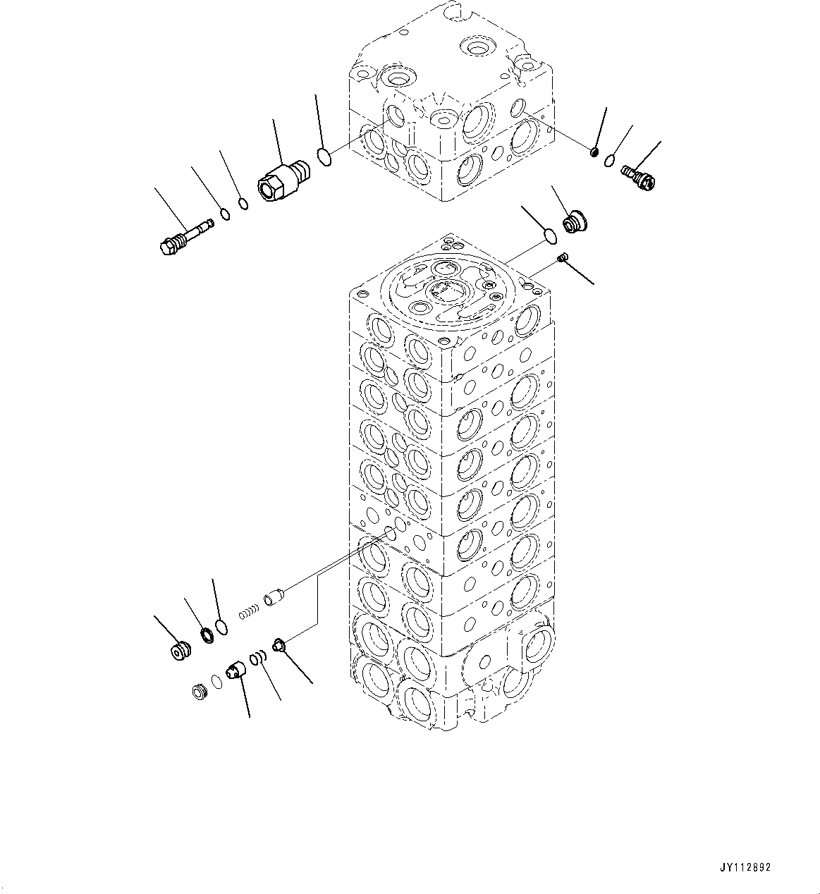 Komatsu parts book diagram for PC25MR-5 S/N 26001-UP: CONTROL VALVE, 9-VALVE (9/14)(#25382-)