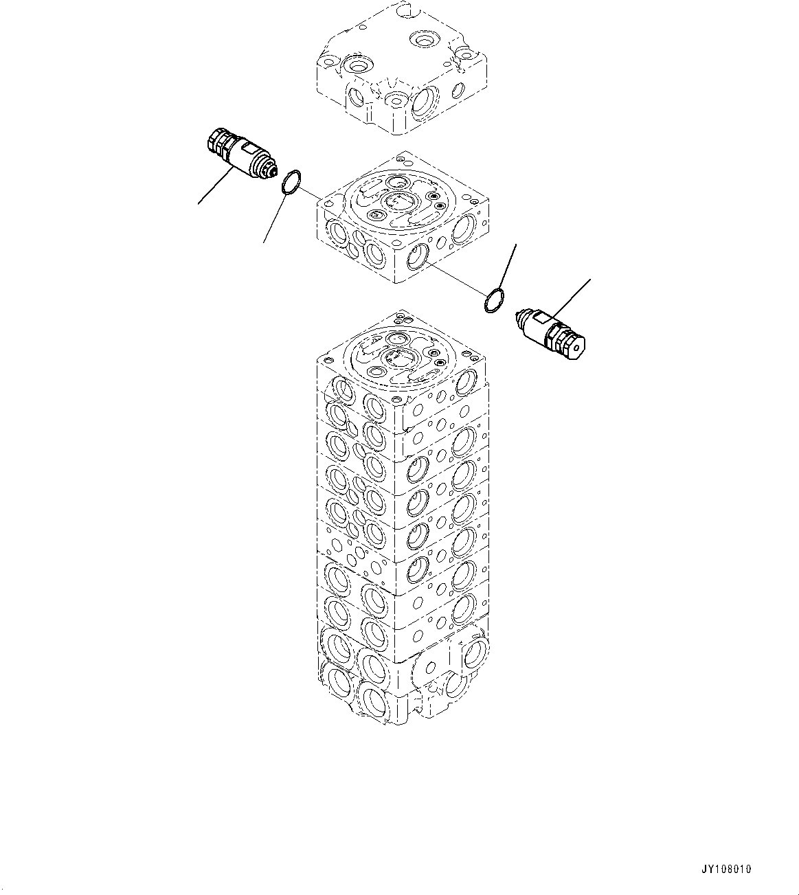 Komatsu parts book diagram for PC25MR-5 S/N 26001-UP: CONTROL VALVE, 9-VALVE (13/14)(#25382-)