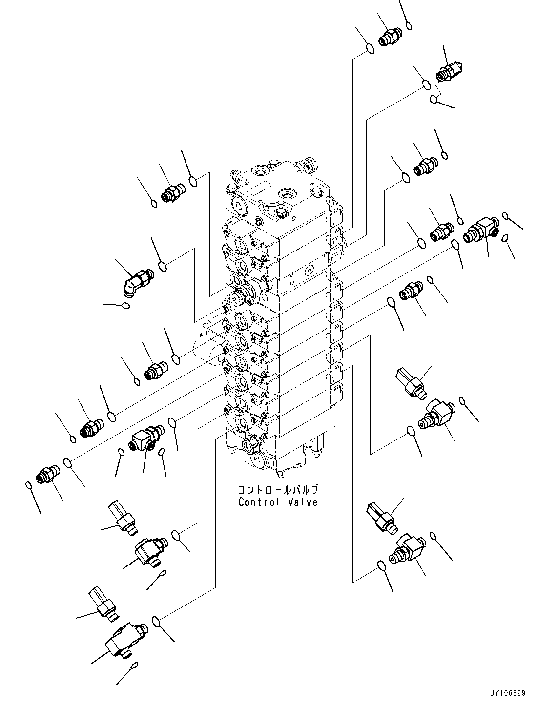 Komatsu parts book diagram for PC25MR-5 S/N 26001-UP: CONTROL VALVE, CONNECTING PARTS (2/2)(#25382-)
