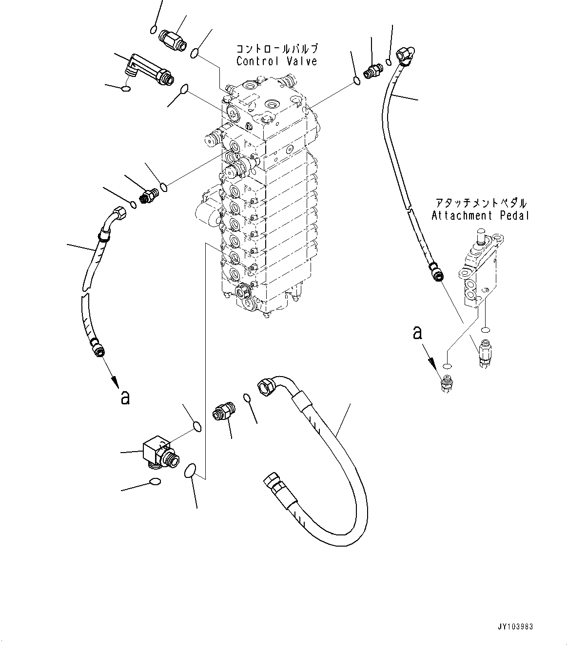 Komatsu parts book diagram for PC25MR-5 S/N 26001-UP: CONTROL VALVE, PPC PIPING JOINT (2/2)(#26001-)