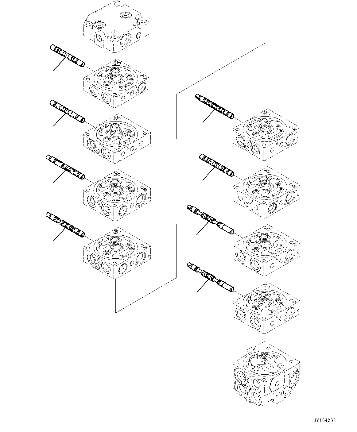 Komatsu parts book diagram for PC25MR-5 S/N 26001-UP: CONTROL VALVE, 8-VALVE (3/12)(#25001-25119)