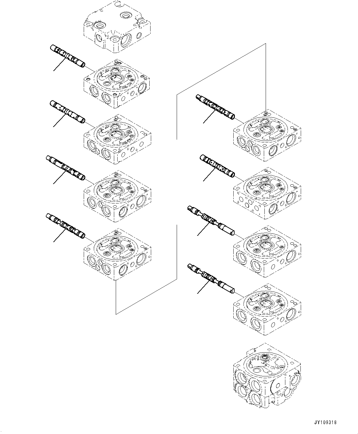 Komatsu parts book diagram for PC25MR-5 S/N 26001-UP: CONTROL VALVE, 8-VALVE (3/12)(#25120-)