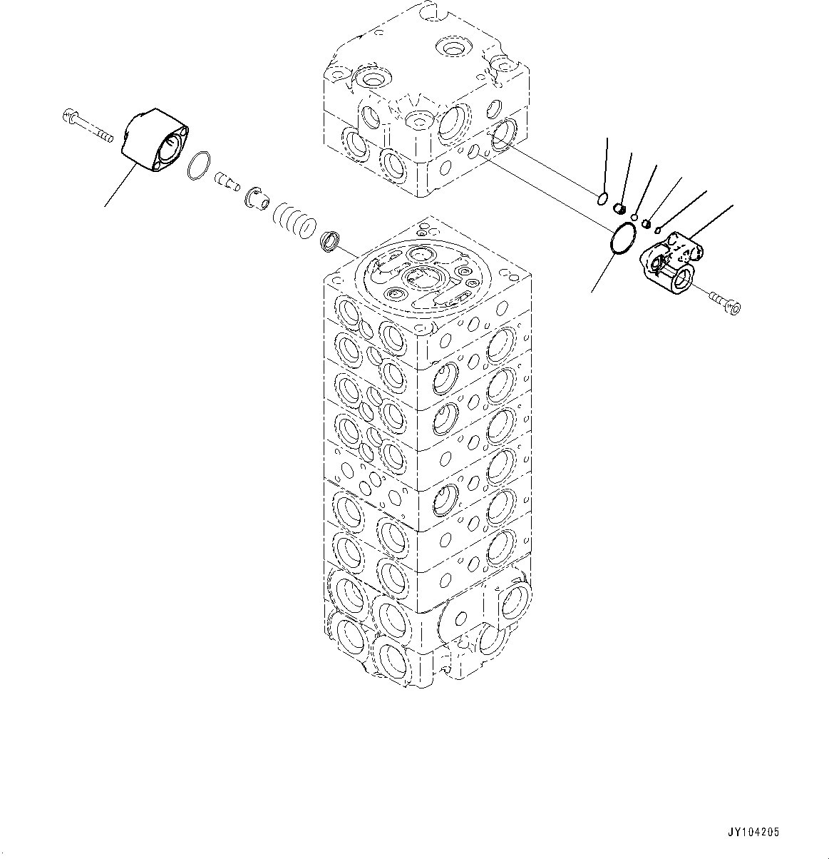 Komatsu parts book diagram for PC25MR-5 S/N 26001-UP: CONTROL VALVE, 8-VALVE (5/12)(#25001-25119)