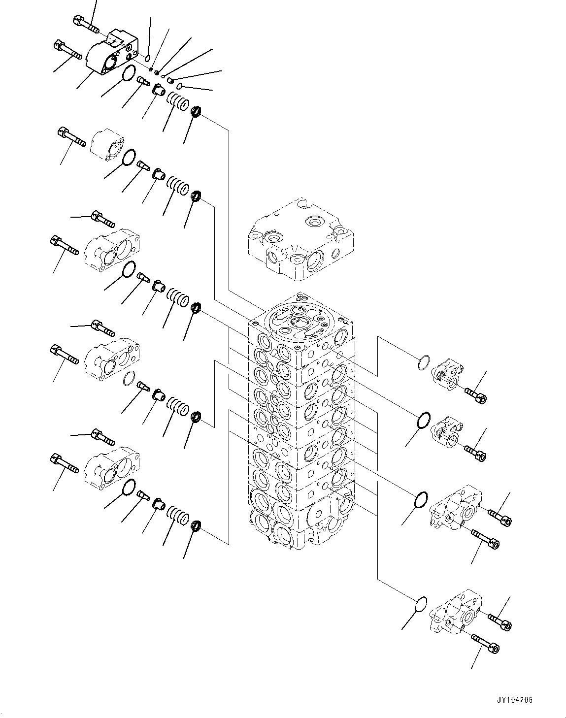 Komatsu parts book diagram for PC25MR-5 S/N 26001-UP: CONTROL VALVE, 8-VALVE (6/12)(#25001-25119)