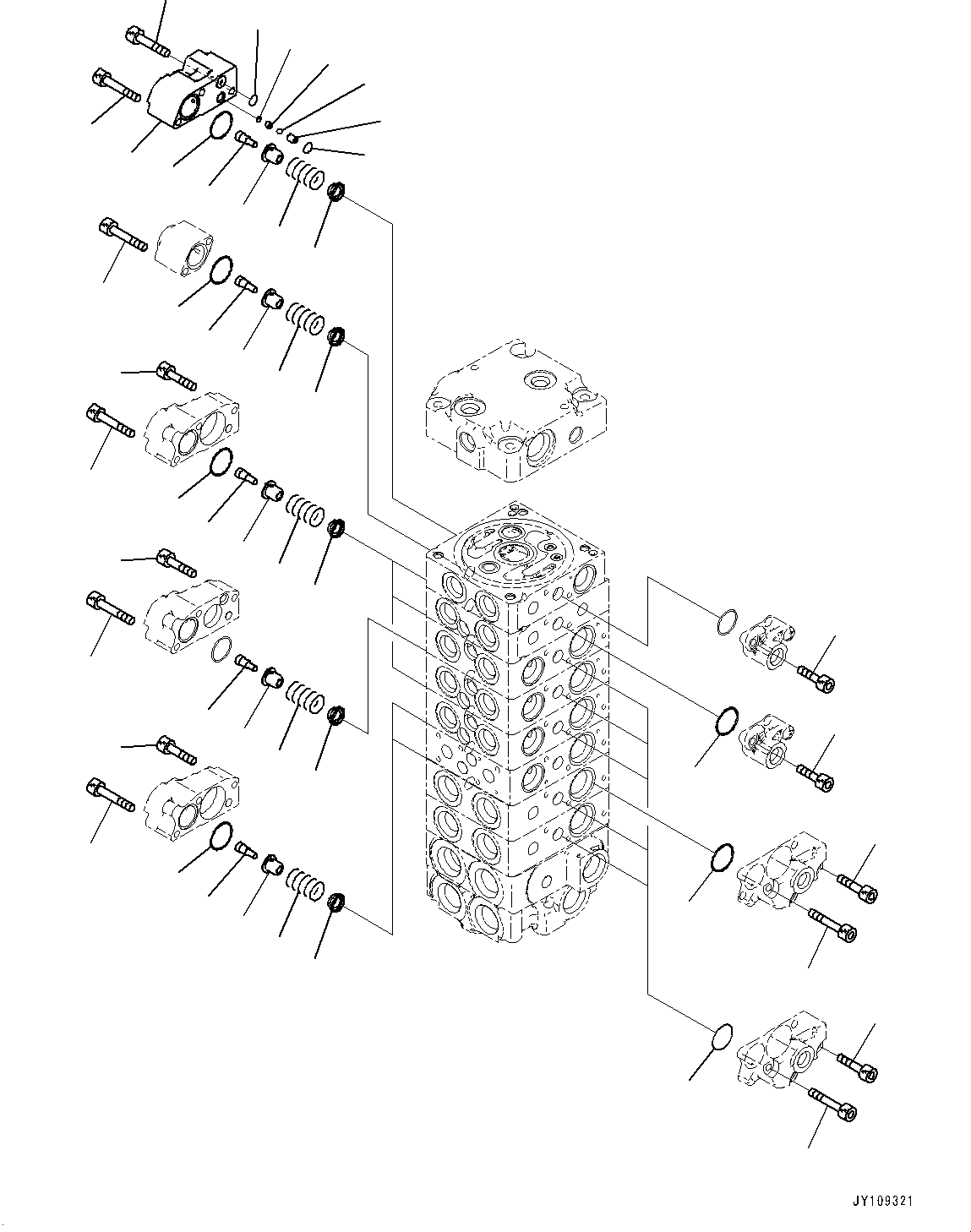 Komatsu parts book diagram for PC25MR-5 S/N 26001-UP: CONTROL VALVE, 8-VALVE (6/12)(#25120-)