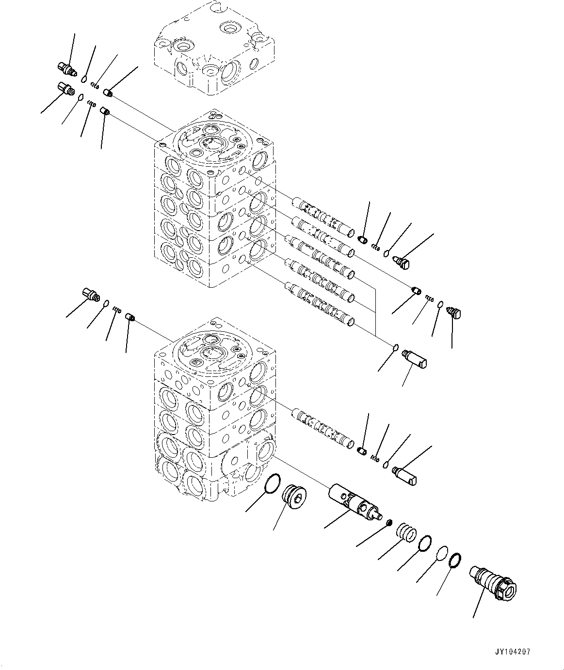 Komatsu parts book diagram for PC25MR-5 S/N 26001-UP: CONTROL VALVE, 8-VALVE (7/12)(#25001-25119)