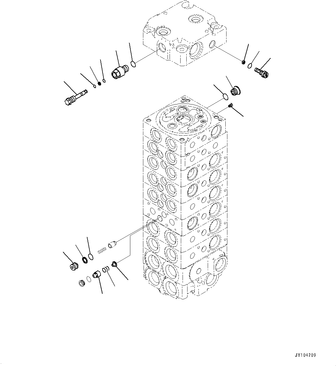 Komatsu parts book diagram for PC25MR-5 S/N 26001-UP: CONTROL VALVE, 8-VALVE (9/12)(#25001-25119)