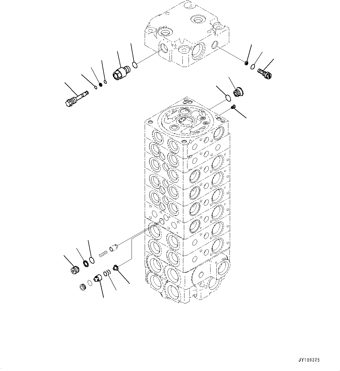 Komatsu parts book diagram for PC25MR-5 S/N 26001-UP: CONTROL VALVE, 8-VALVE (9/12)(#25120-)