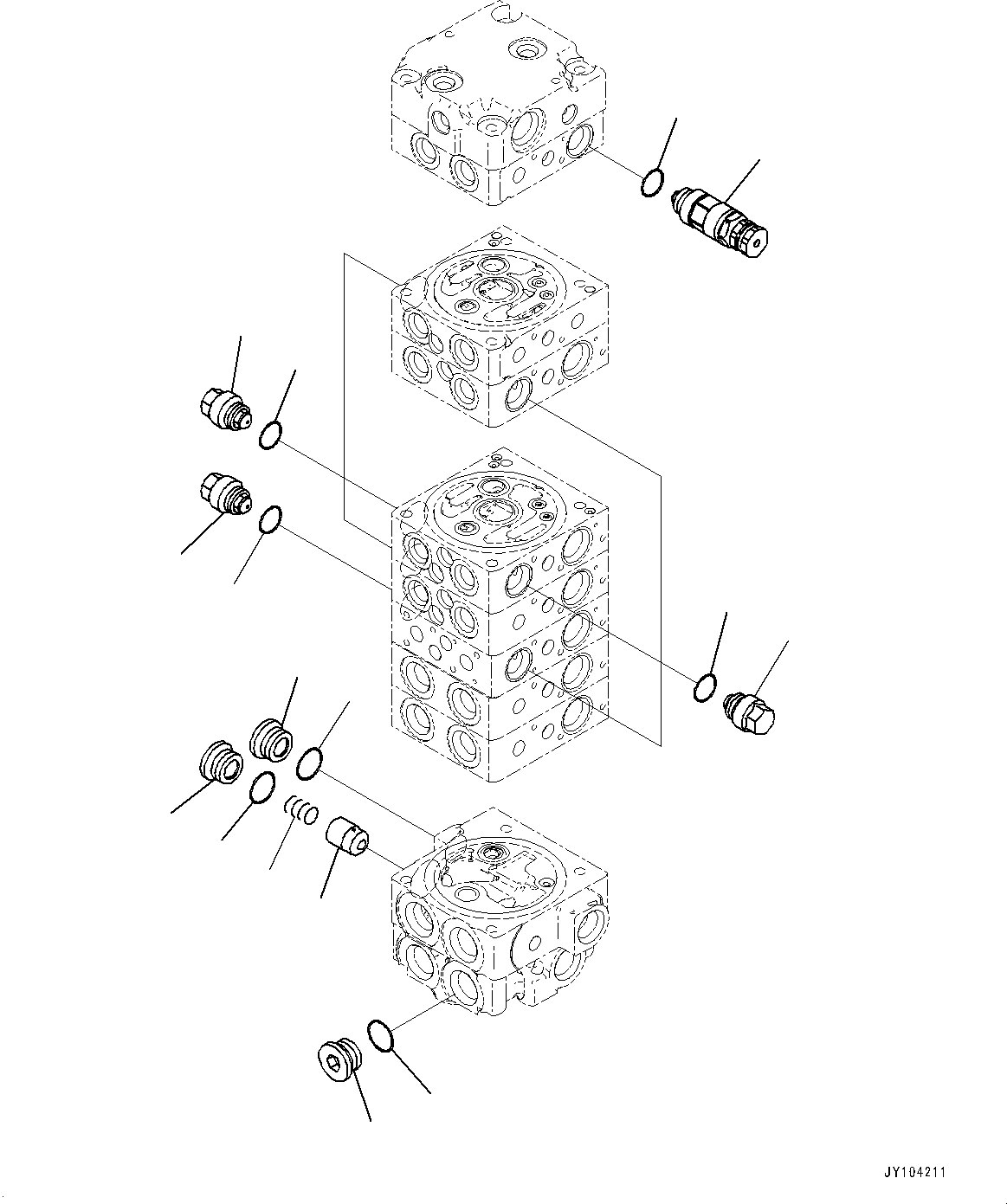 Komatsu parts book diagram for PC25MR-5 S/N 26001-UP: CONTROL VALVE, 8-VALVE (11/12)(#25001-25119)