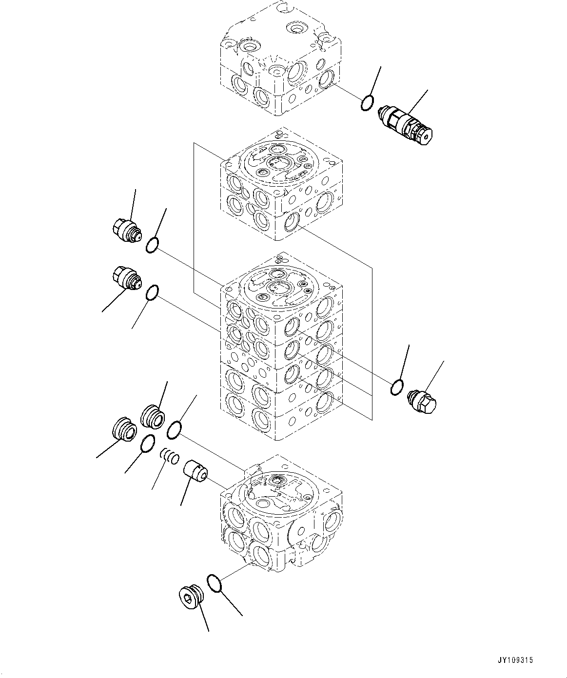 Komatsu parts book diagram for PC25MR-5 S/N 26001-UP: CONTROL VALVE, 8-VALVE (11/12)(#25120-)