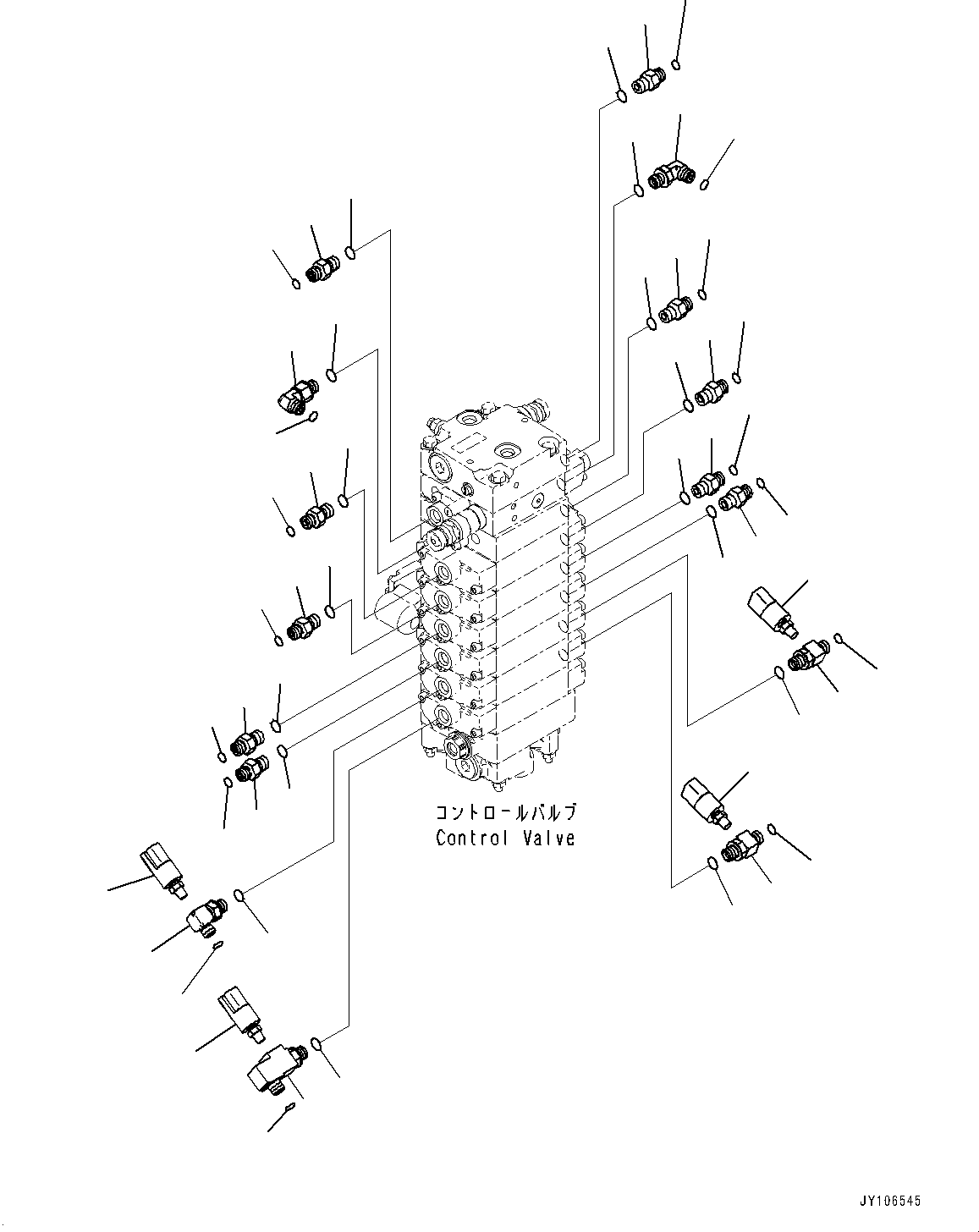 Komatsu parts book diagram for PC25MR-5 S/N 26001-UP: CONTROL VALVE, CONNECTING PARTS (2/2)(#26001-)