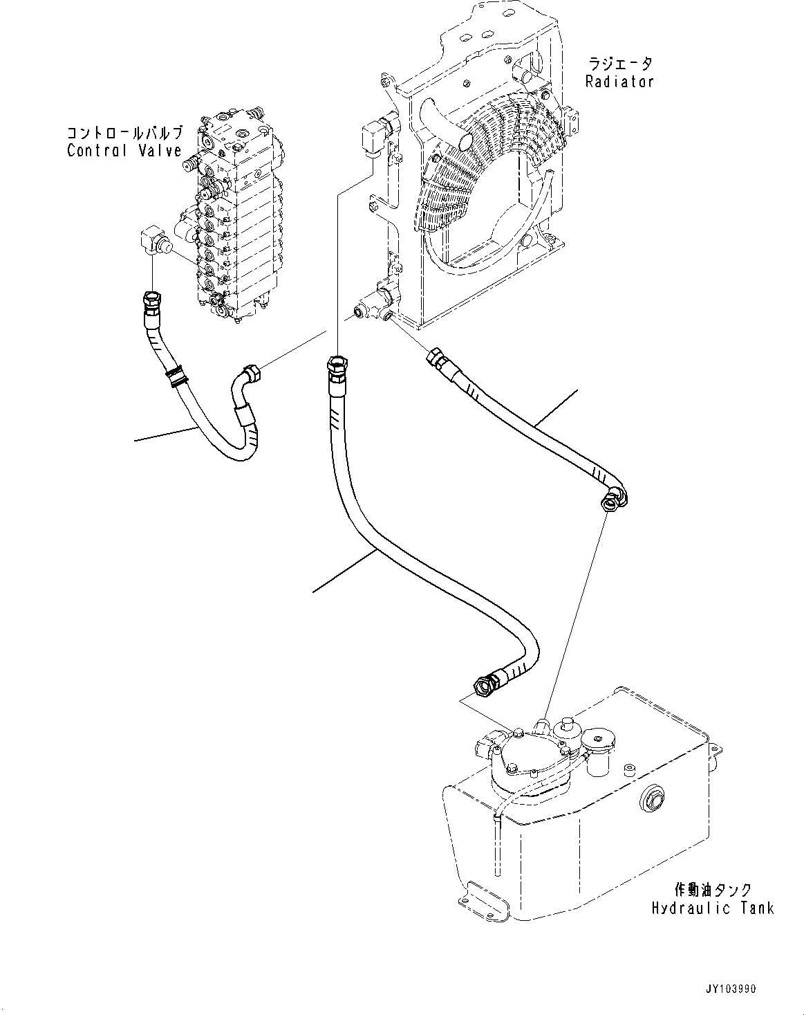 Komatsu parts book diagram for PC25MR-5 S/N 26001-UP: RETURN PIPING, (#25001-)