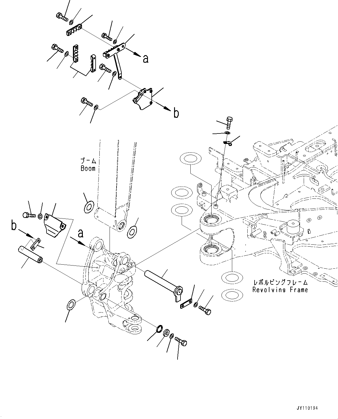 Komatsu parts book diagram for PC25MR-5 S/N 26001-UP: BOOM SWING BRACKET, PIN (WITH 2-ADDITIONAL ACTUATOR PIPING)(#25133-)