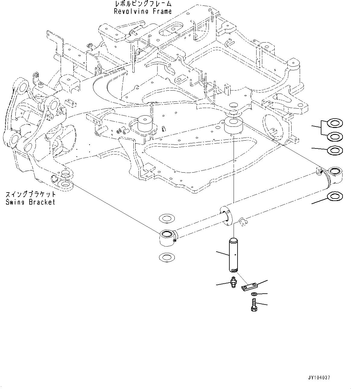 Komatsu parts book diagram for PC25MR-5 S/N 26001-UP: BOOM SWING CYLINDER, PIN(#25001-)