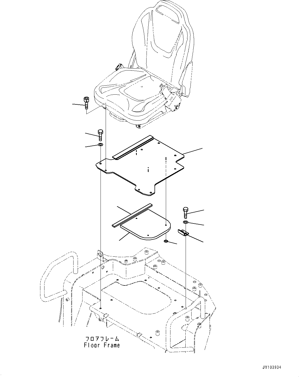 Komatsu parts book diagram for PC25MR-5 S/N 26001-UP: OPERATOR'S SEAT, MOUNTING(#25001-)