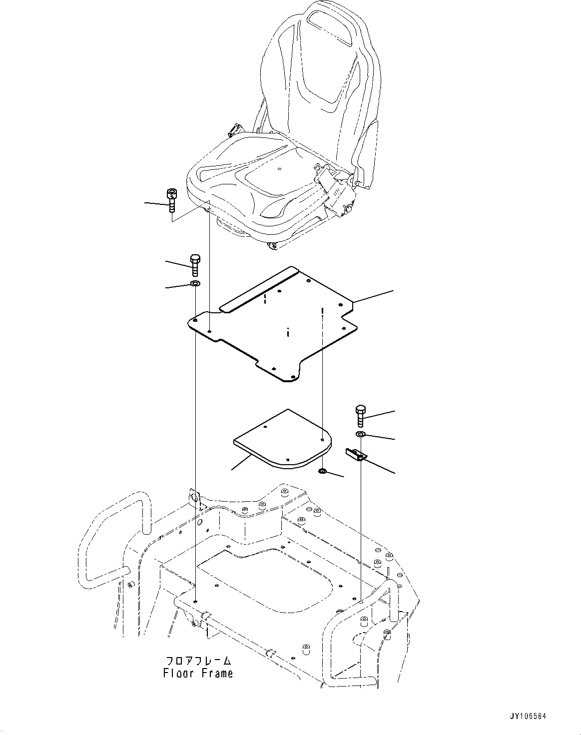 Komatsu parts book diagram for PC25MR-5 S/N 26001-UP: OPERATOR'S SEAT, MOUNTING (50MM SEAT BELT, 2-POINT TYPE, RIGID TYPE OPERATOR'S SEAT)(#25001-)