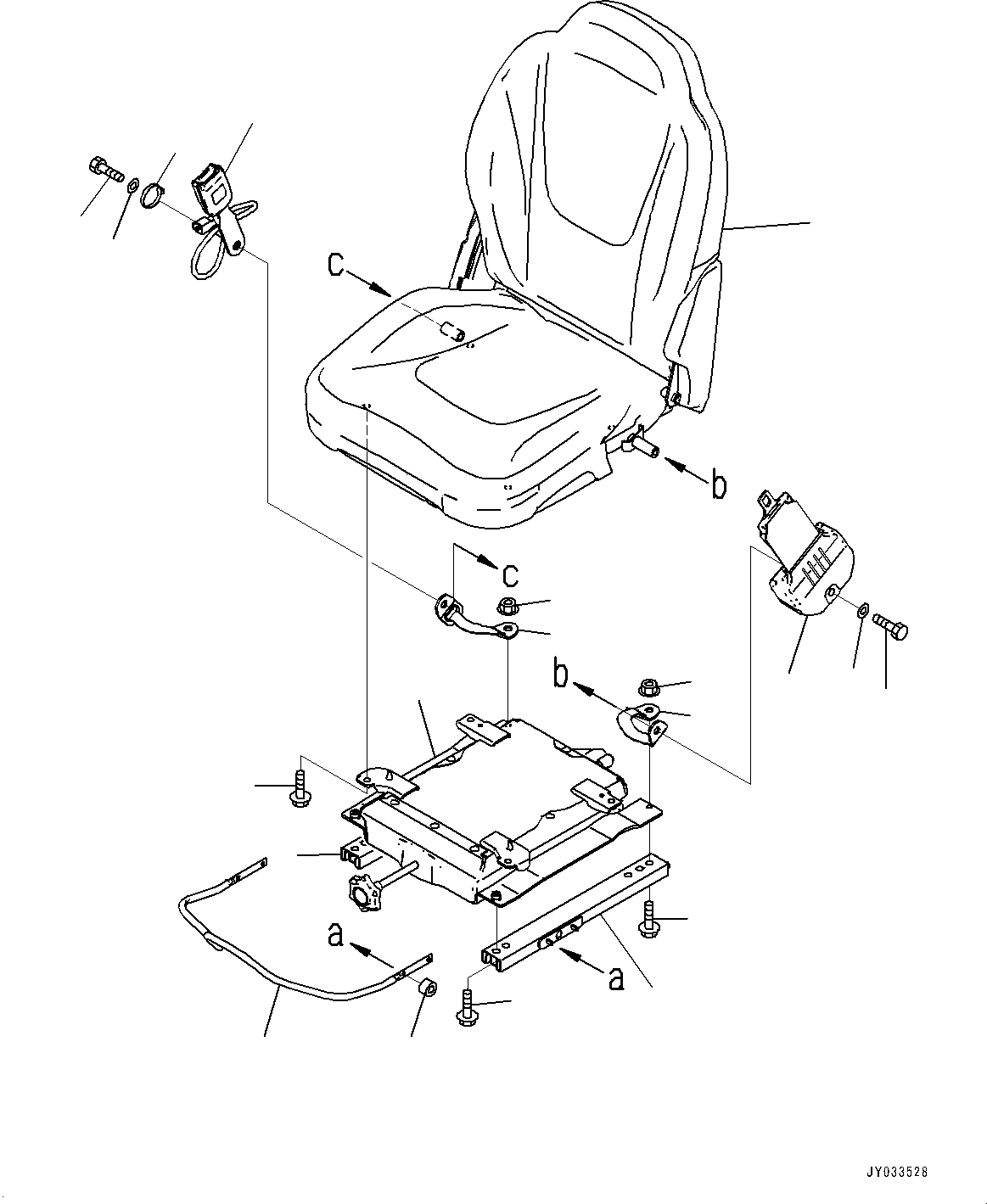 Komatsu parts book diagram for PC25MR-5 S/N 26001-UP: OPERATOR'S SEAT, INNER PARTS (50MM SEAT BELT, 2-POINT TYPE, SUSPENSION TYPE OPERATOR'S SEAT)(#25001-)