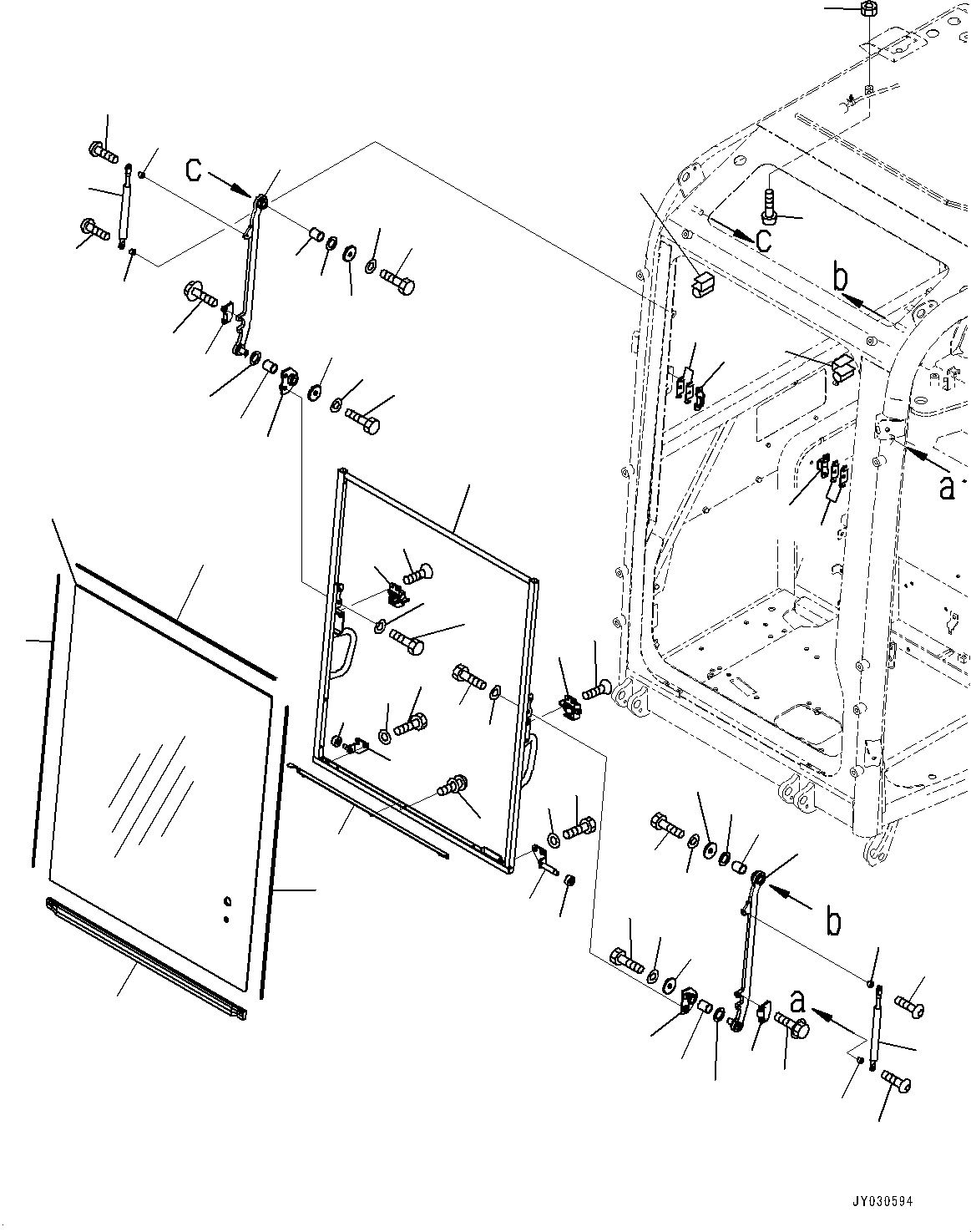 Komatsu parts book diagram for PC25MR-5 S/N 26001-UP: CAB, FRONT WINDOW(#26001-)
