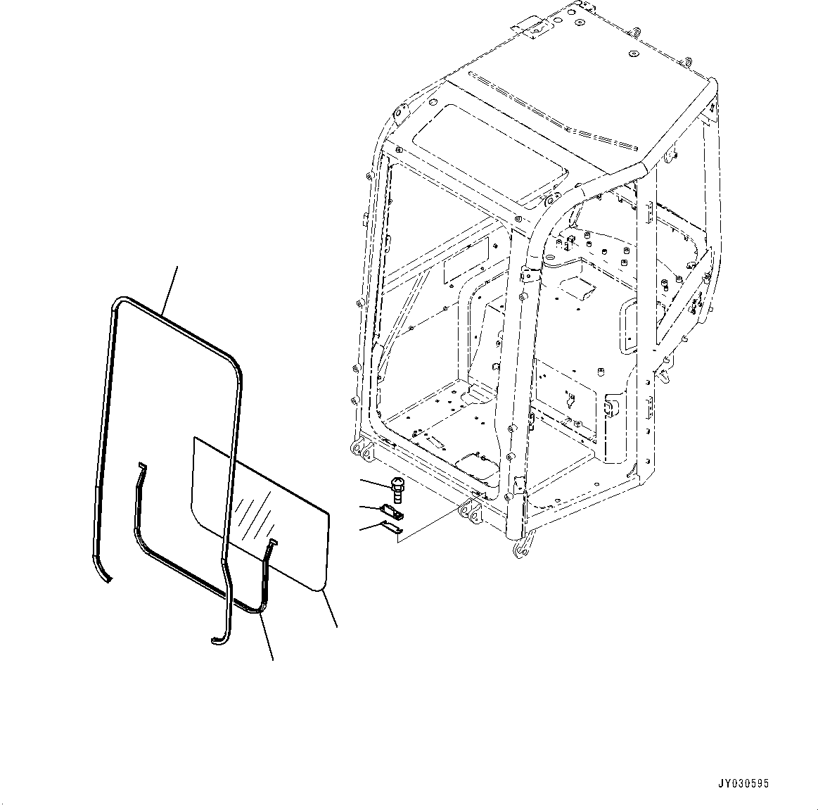 Komatsu parts book diagram for PC25MR-5 S/N 26001-UP: CAB, FRONT LOWER WINDOW(#26001-)
