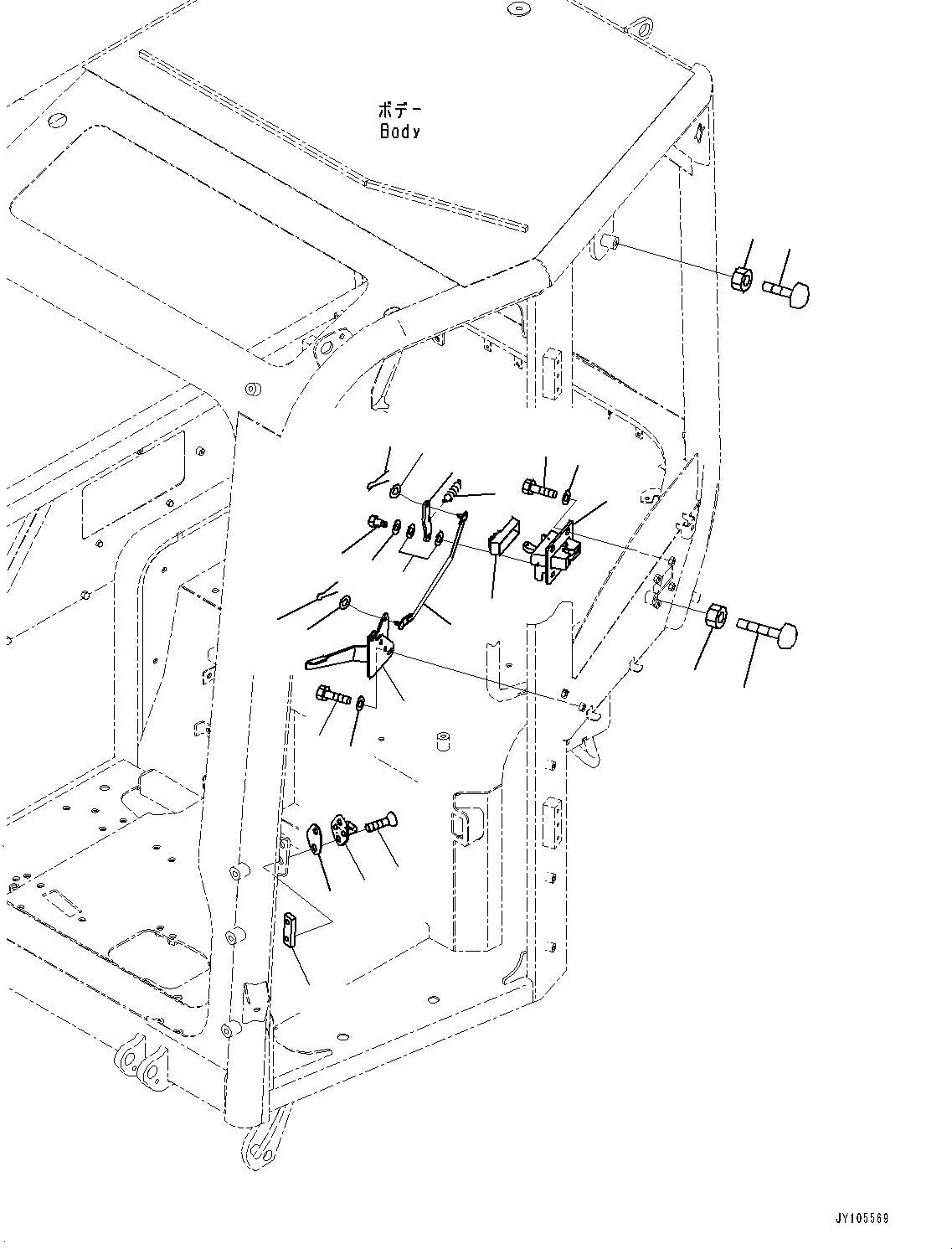 Komatsu parts book diagram for PC25MR-5 S/N 26001-UP: CAB, DOOR LOCK (2/2)(#26001-)