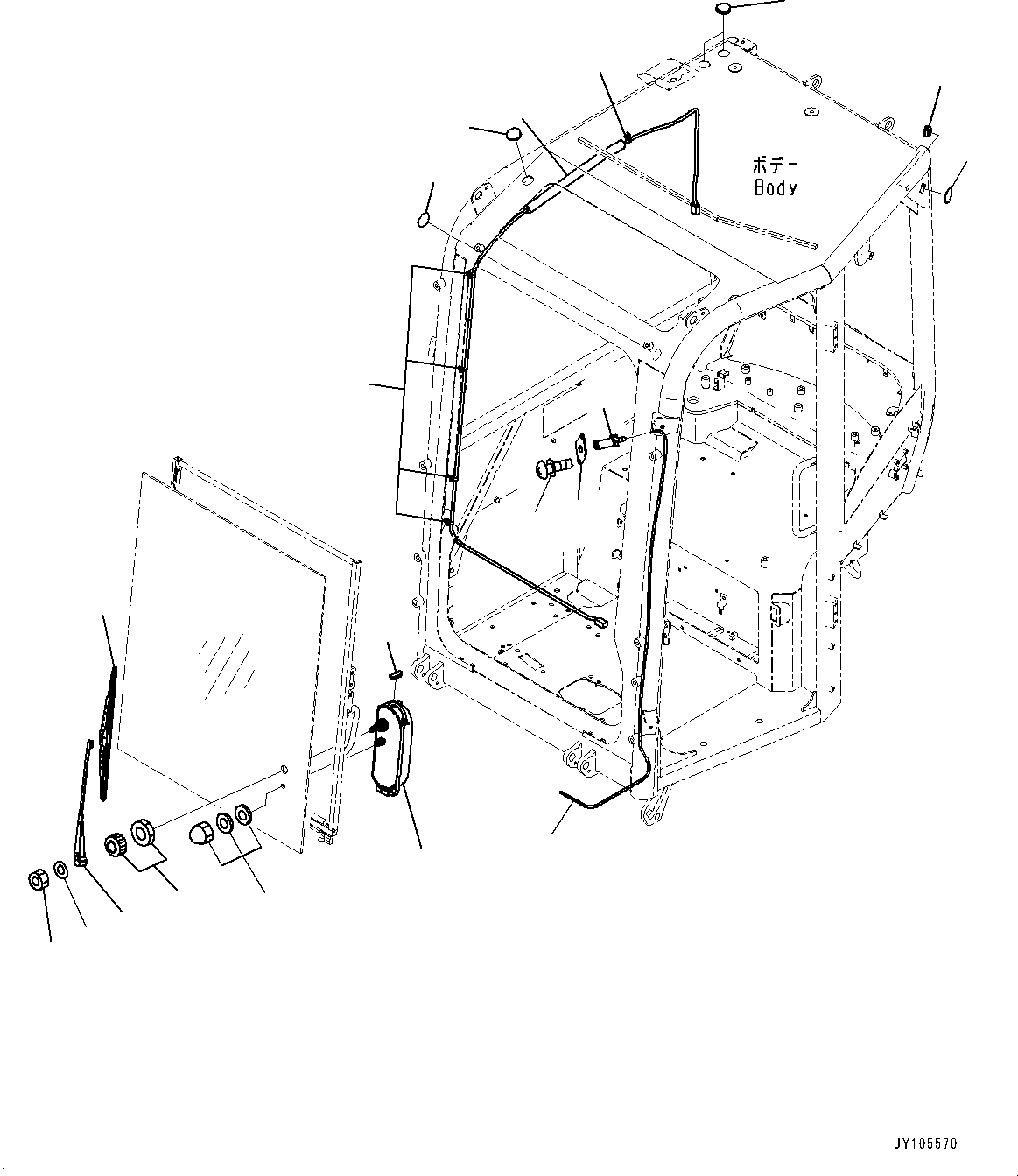 Komatsu parts book diagram for PC25MR-5 S/N 26001-UP: CAB, WIPER(#26001-)