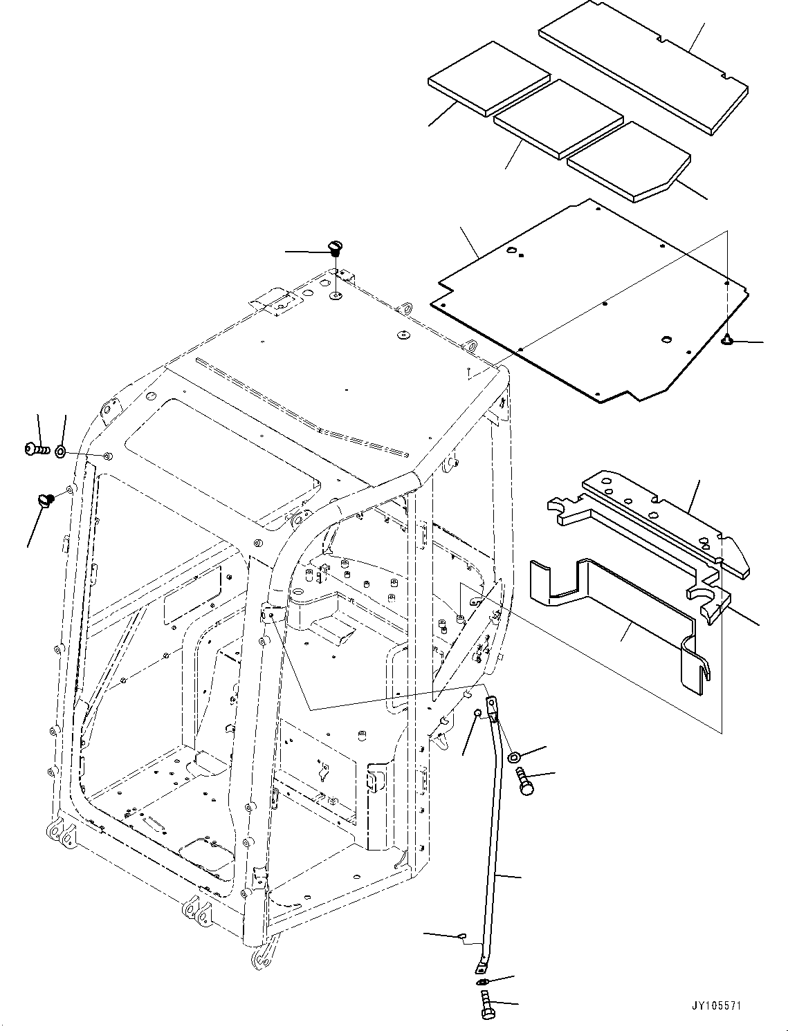 Komatsu parts book diagram for PC25MR-5 S/N 26001-UP: CAB, CAB IN PARTS, GRIP AND REAR COVER(#26001-)