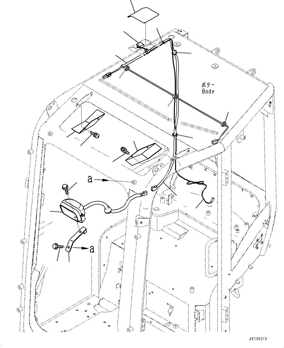 Komatsu parts book diagram for PC25MR-5 S/N 26001-UP: CAB, HEADLAMP(#26001-)