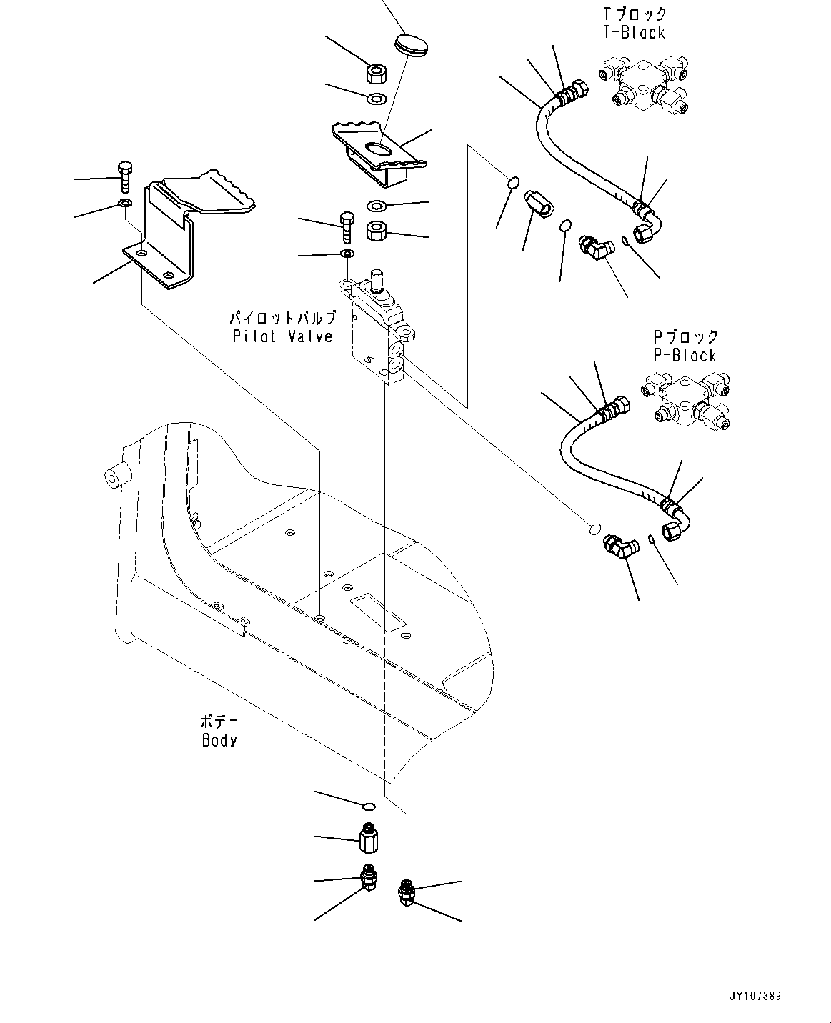 Komatsu parts book diagram for PC25MR-5 S/N 26001-UP: CAB, BOOM SWING PEDAL AND PIPING(#26001-)