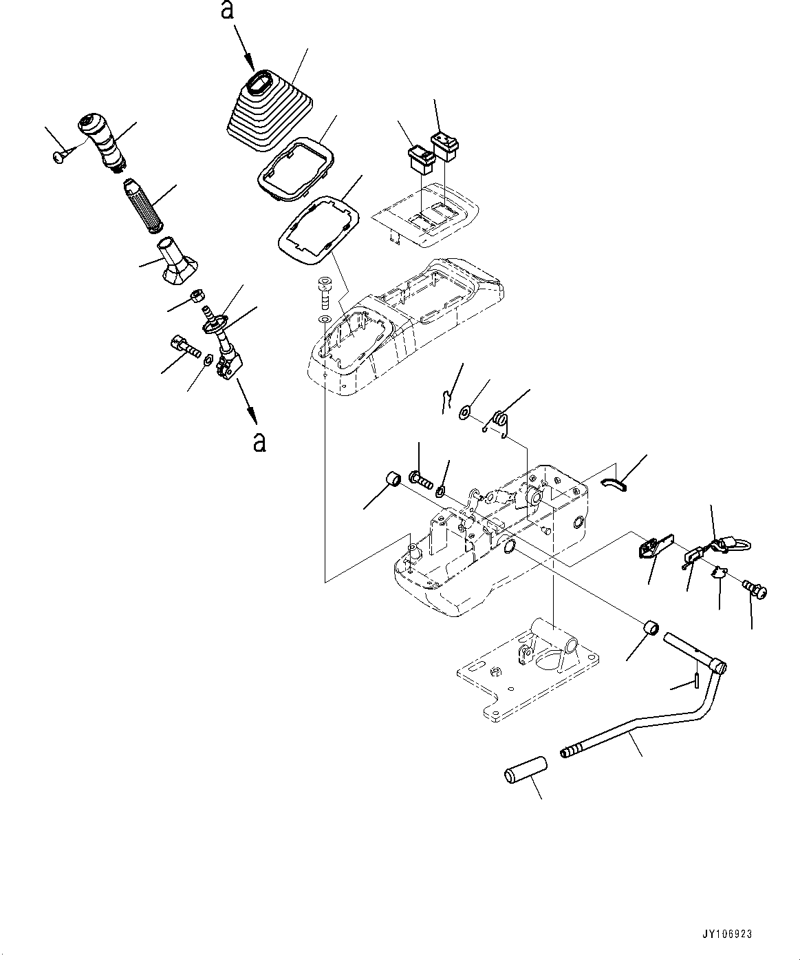 Komatsu parts book diagram for PC25MR-5 S/N 26001-UP: CAB, FLOOR, WORK EQUIPMENT CONTROL LEVER, L.H.(#26001-)