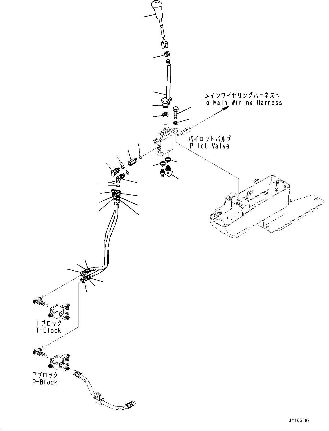 Komatsu parts book diagram for PC25MR-5 S/N 26001-UP: CAB, BLADE CONTROL LEVER(#26001-)