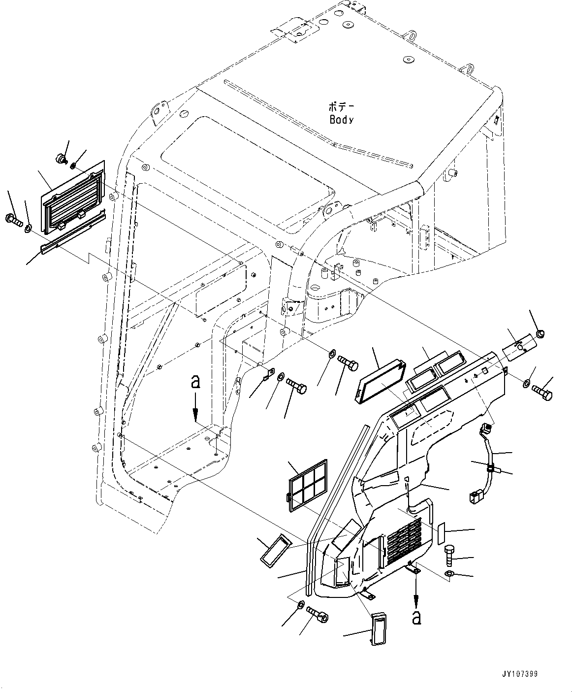 Komatsu parts book diagram for PC25MR-5 S/N 26001-UP: CAB, HEATER DUCT(#26001-)