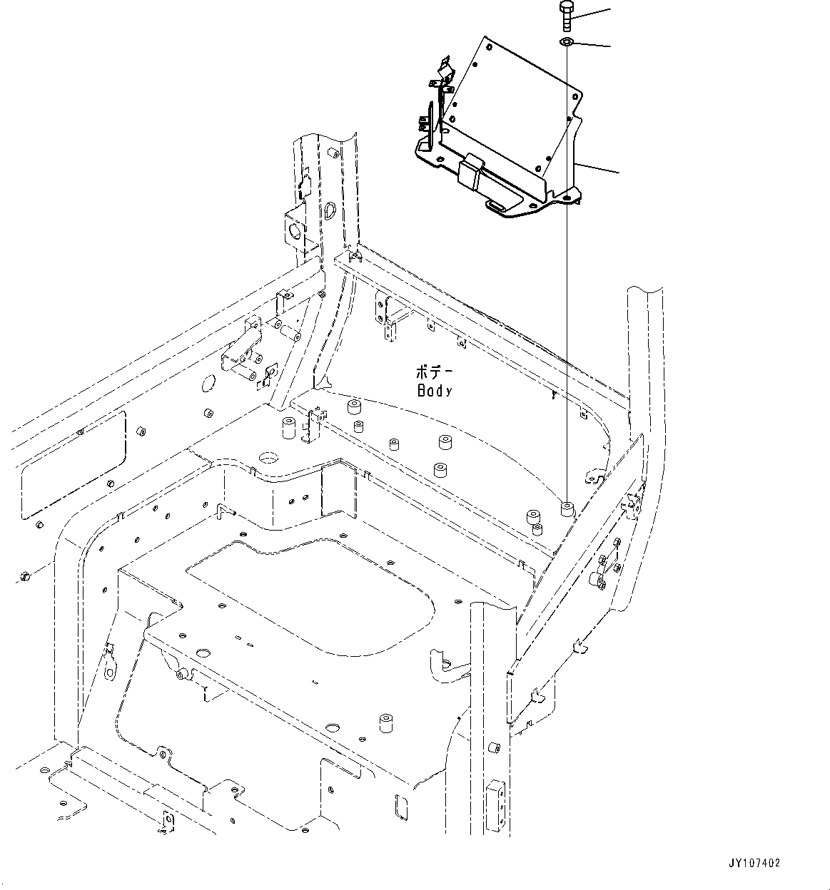 Komatsu parts book diagram for PC25MR-5 S/N 26001-UP: CAB, CONTROLLER MOUNTING BRACKET(#26001-)