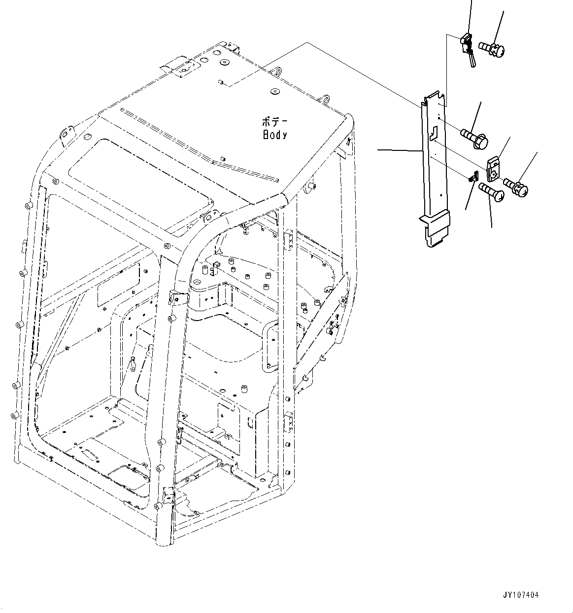 Komatsu parts book diagram for PC25MR-5 S/N 26001-UP: CAB, ROOM LAMP(#26001-)