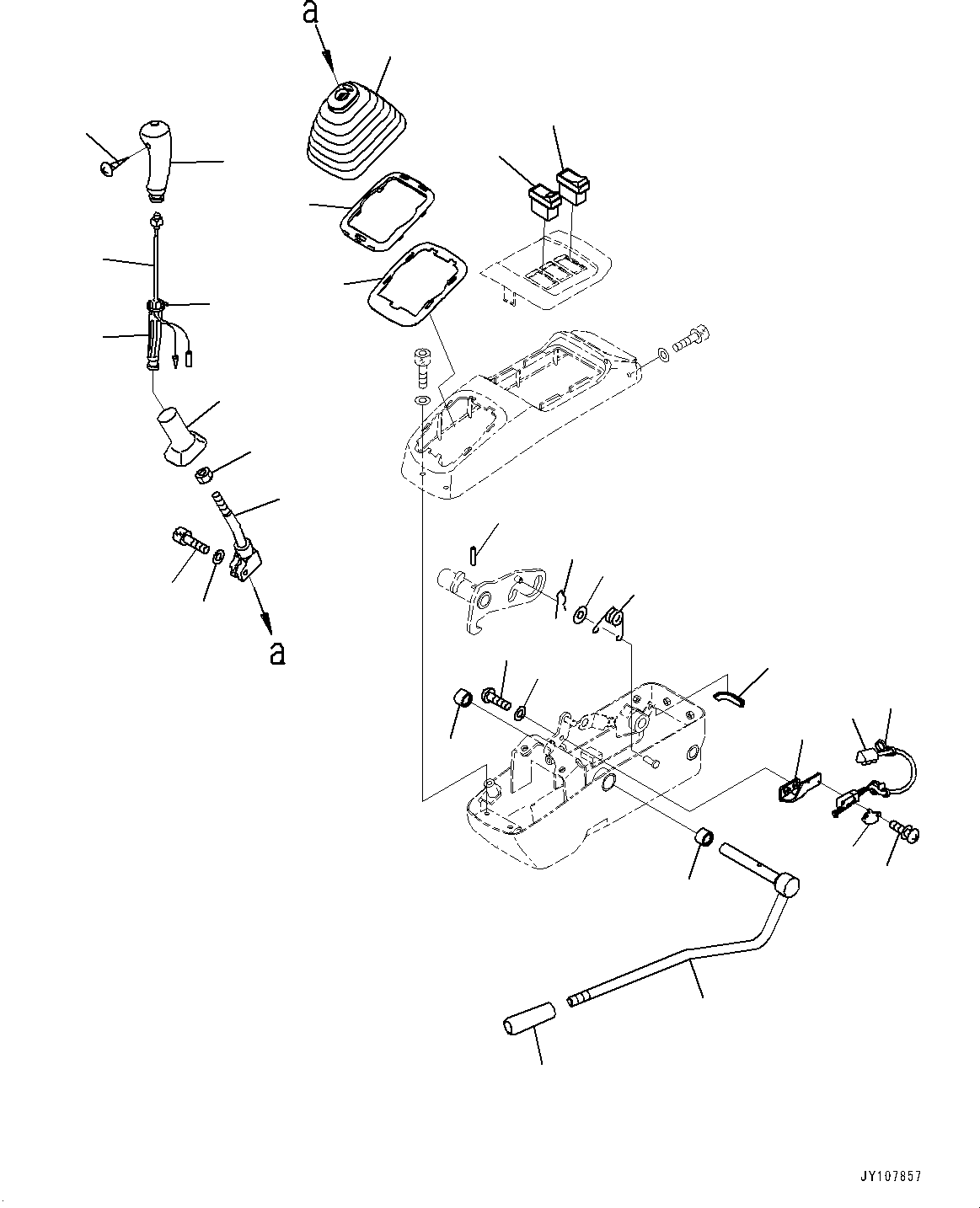 Komatsu parts book diagram for PC25MR-5 S/N 26001-UP: CAB, FLOOR, WORK EQUIPMENT CONTROL LEVER, L.H. (WITH ARM CRANE)(#26001-)