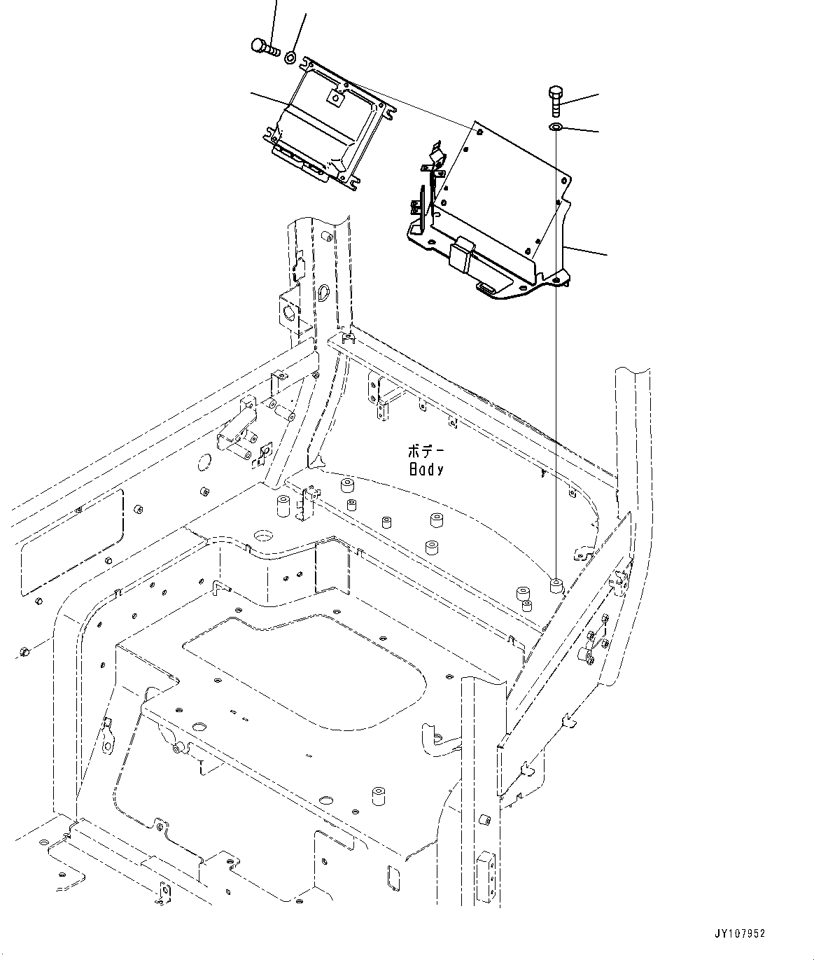 Komatsu parts book diagram for PC25MR-5 S/N 26001-UP: CAB, CONTROLLER MOUNTING BRACKET (WITH ARM CRANE)(#26001-)