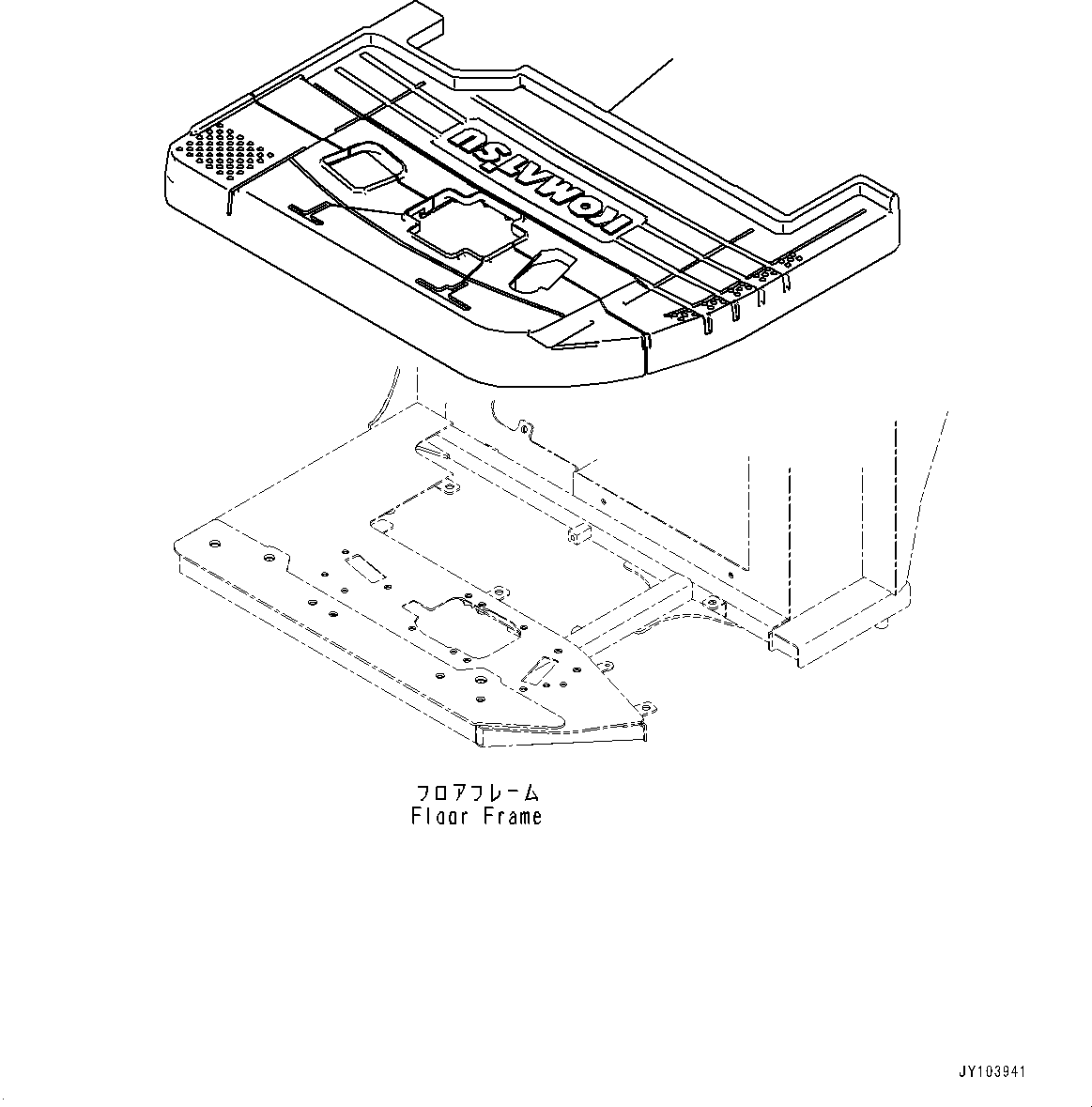 Komatsu parts book diagram for PC25MR-5 S/N 26001-UP: FLOOR MAT, (WITH ROPS CANOPY OR PLASTIC TOP CANOPY, 1-ADDITIONAL ACTUATOR PIPING)(#25001-)