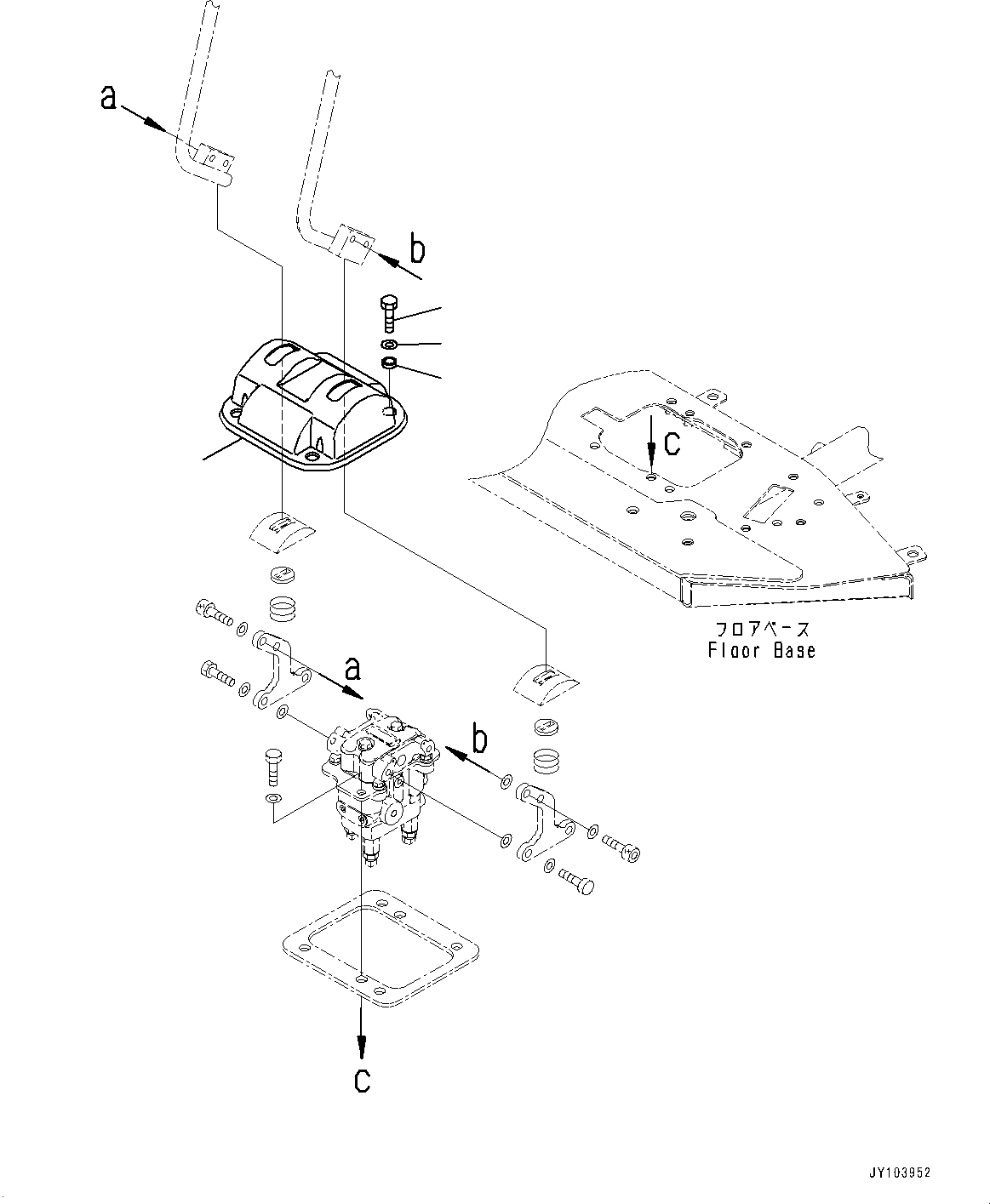Komatsu parts book diagram for PC25MR-5 S/N 26001-UP: FLOOR FRAME, FLOOR, TRAVEL CONTROL VALVE COVER(#26001-)