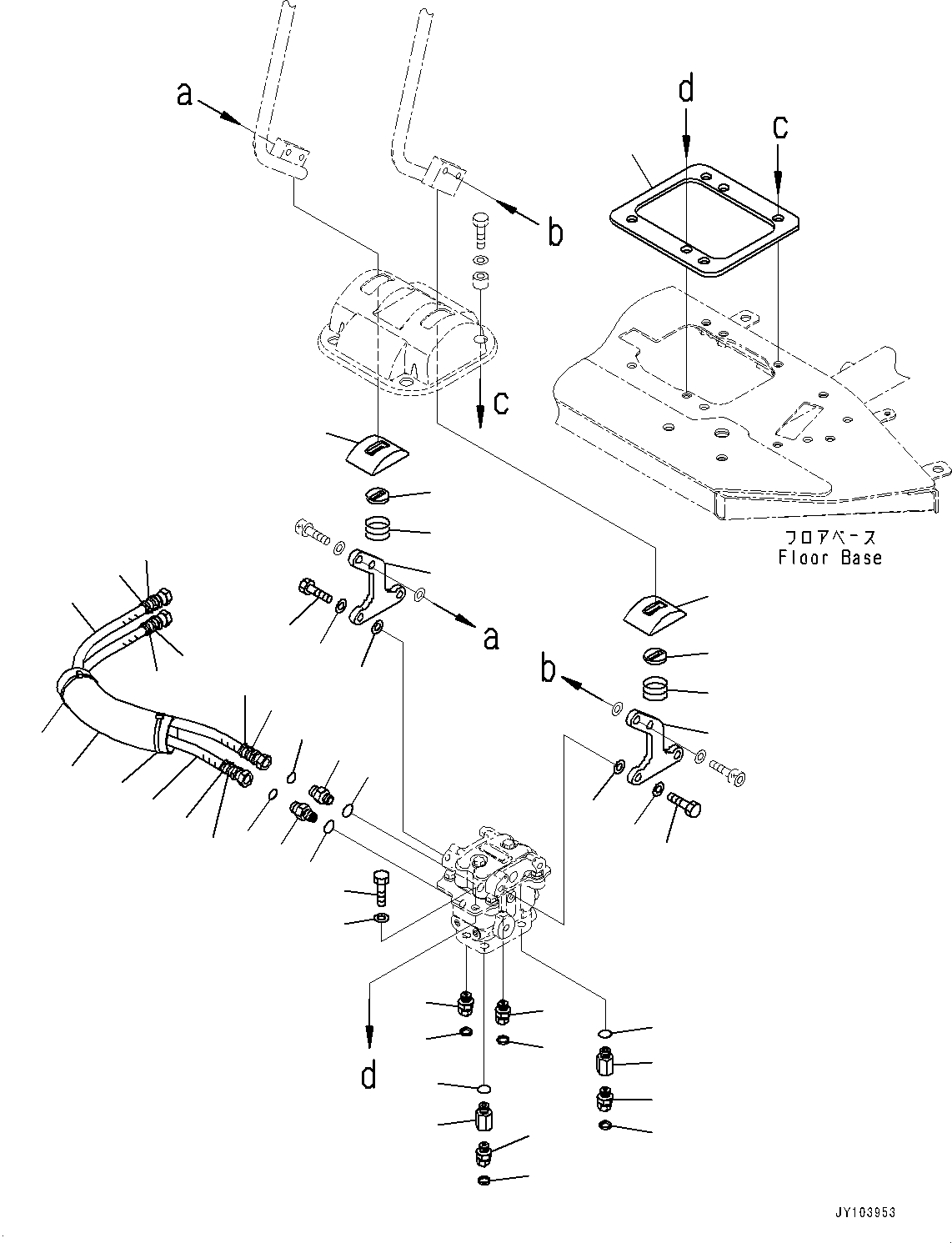 Komatsu parts book diagram for PC25MR-5 S/N 26001-UP: FLOOR FRAME, FLOOR, PPC PIPING FOR TRAVEL VALVE(#26001-)