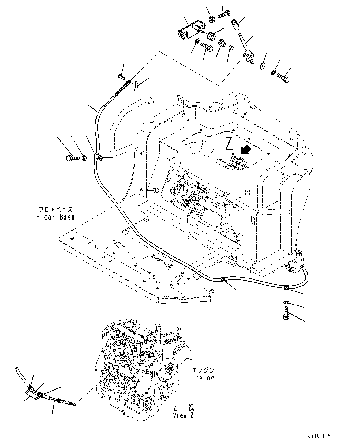 Komatsu parts book diagram for PC25MR-5 S/N 26001-UP: FLOOR FRAME, FUEL CONTROL LEVER(#26001-)