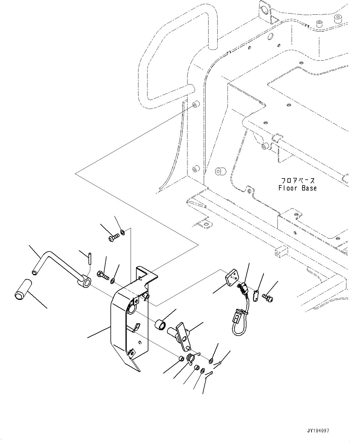 Komatsu parts book diagram for PC25MR-5 S/N 26001-UP: FLOOR FRAME, LOCK LEVER(#26001-)
