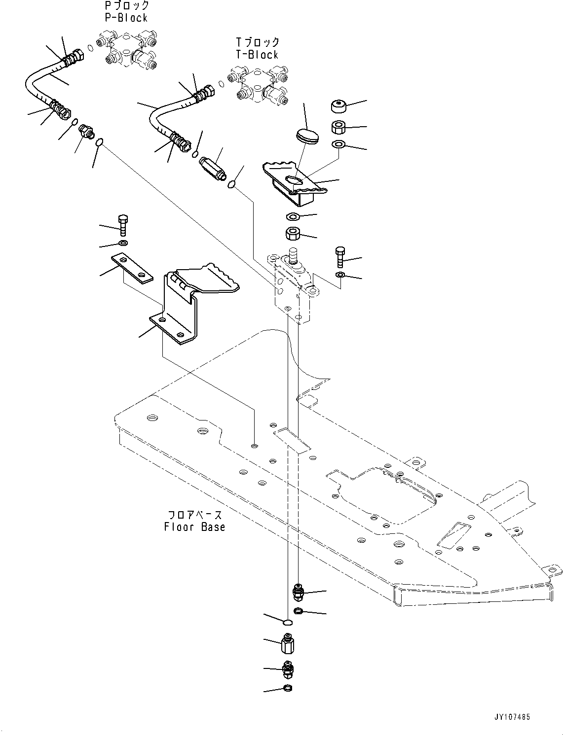Komatsu parts book diagram for PC25MR-5 S/N 26001-UP: FLOOR FRAME, BOOM SWING PEDAL AND PIPING (WITH ARM CRANE)(#26001-)