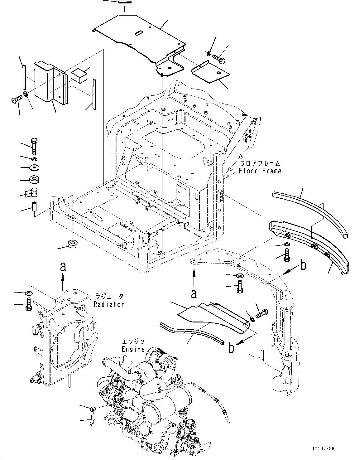 Komatsu parts book diagram for PC25MR-5 S/N 26001-UP: FLOOR FRAME COVER, (ROPS CAB)(#25001-)