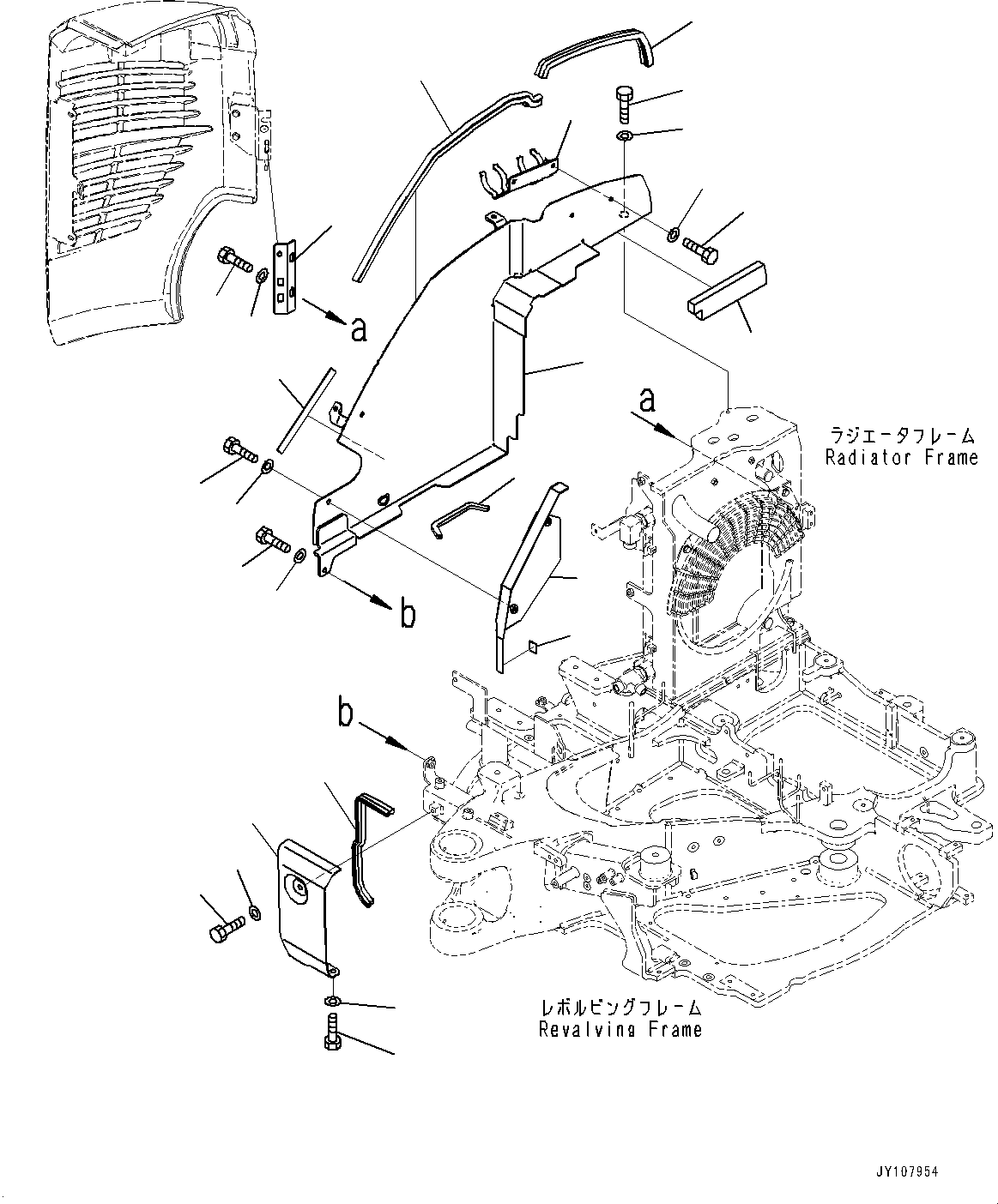 Komatsu parts book diagram for PC25MR-5 S/N 26001-UP: SIDE COVER R.H., (2/2) (WITH CANOPY HEATER)(#25001-)