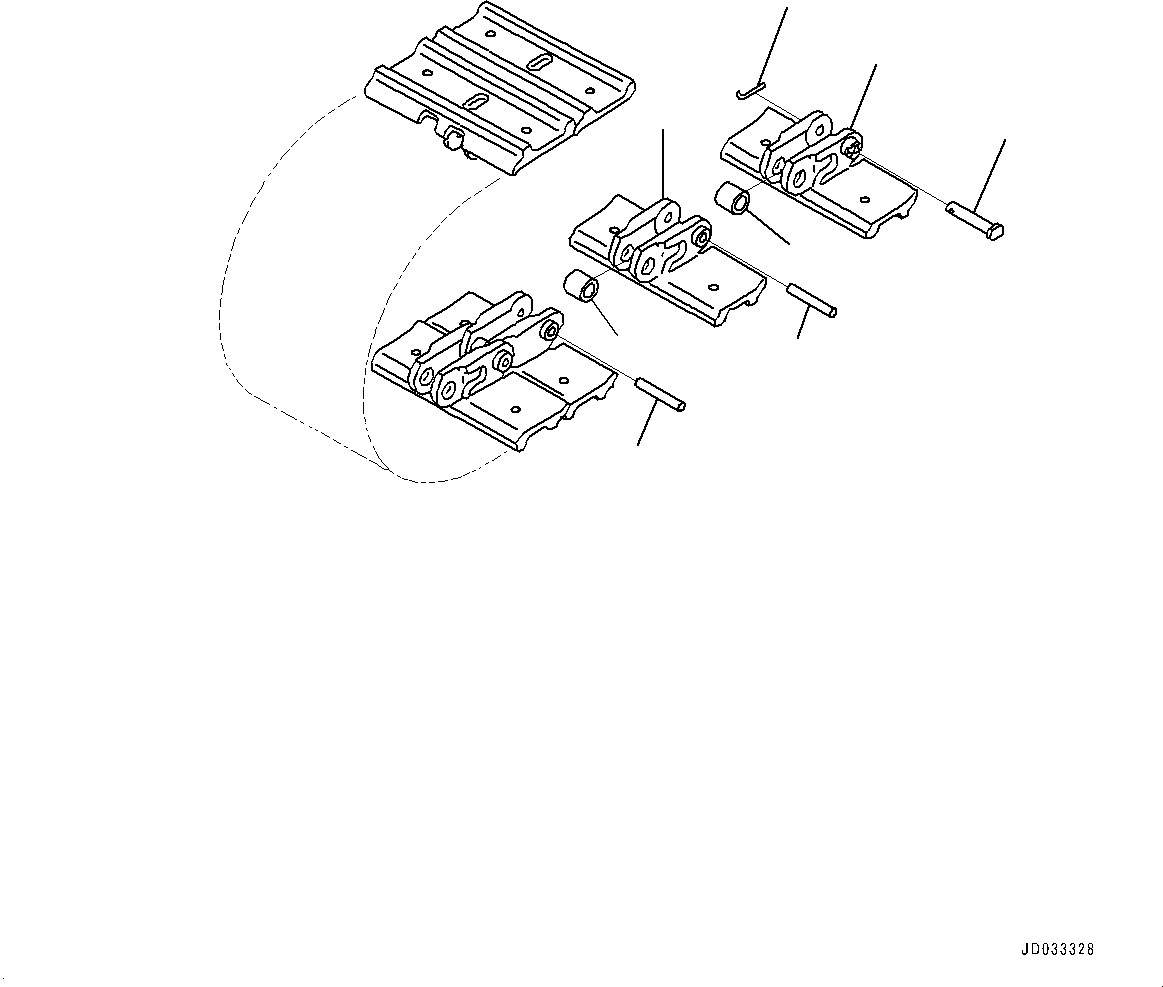 Komatsu parts book diagram for PC25MR-5 S/N 26001-UP: TRACK SHOE ASSEMBLY, TRACK SHOE (HOLED DOUBLE GROUSER SHOE, 300MM WIDTH)(#25001-)