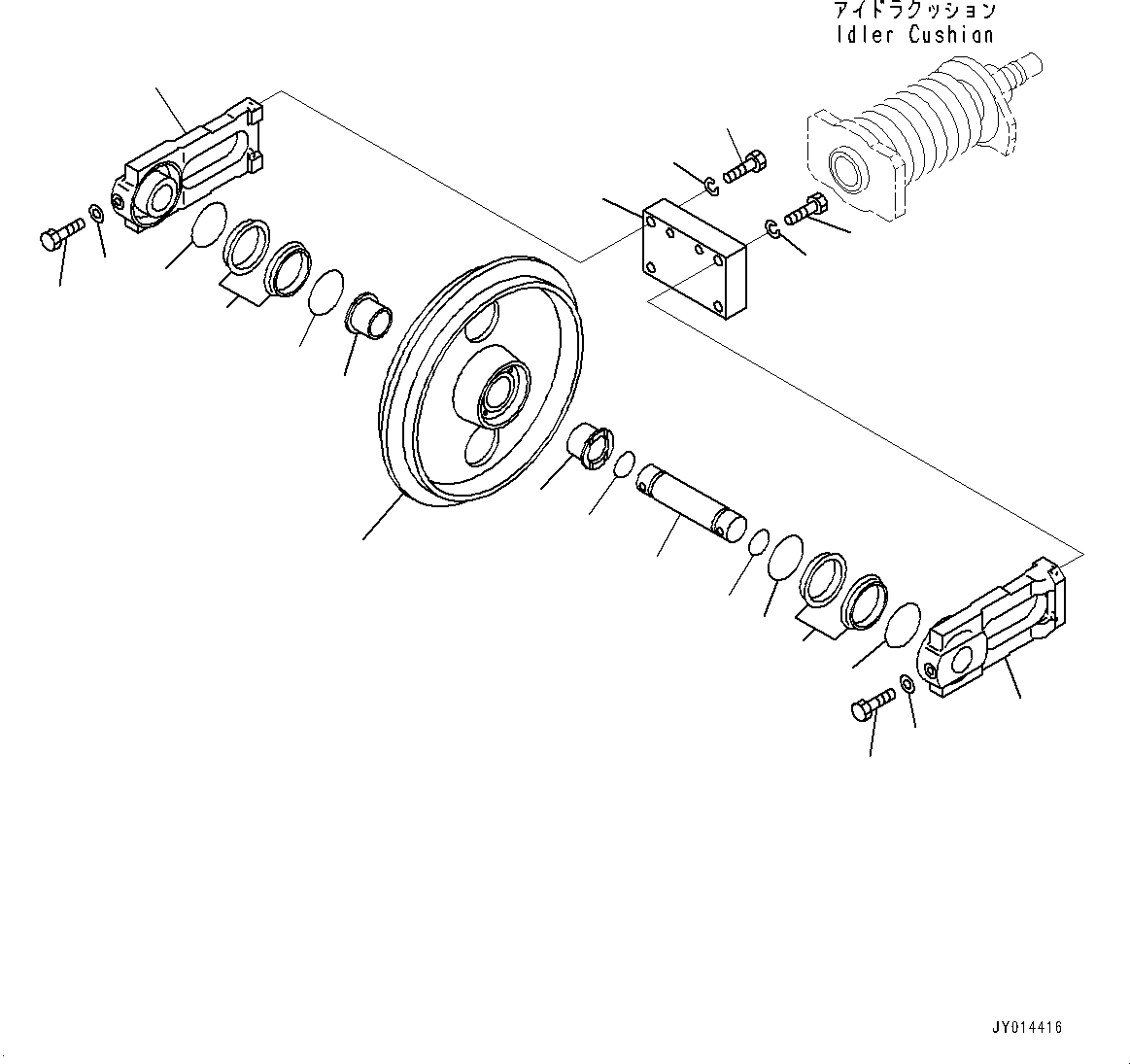 Komatsu parts book diagram for PC25MR-5 S/N 26001-UP: TRACK FRAME, FRONT IDLER(#25001-)